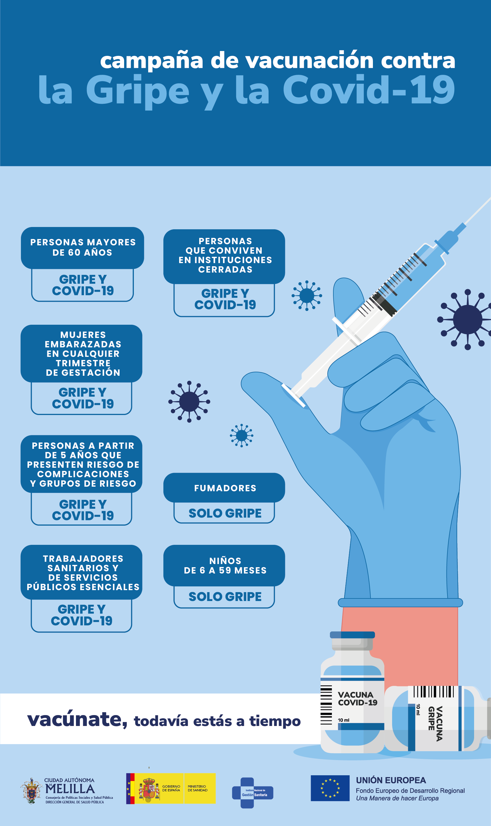 Cartel Campaa de vacunacin contra la Gripe y la Covid-19