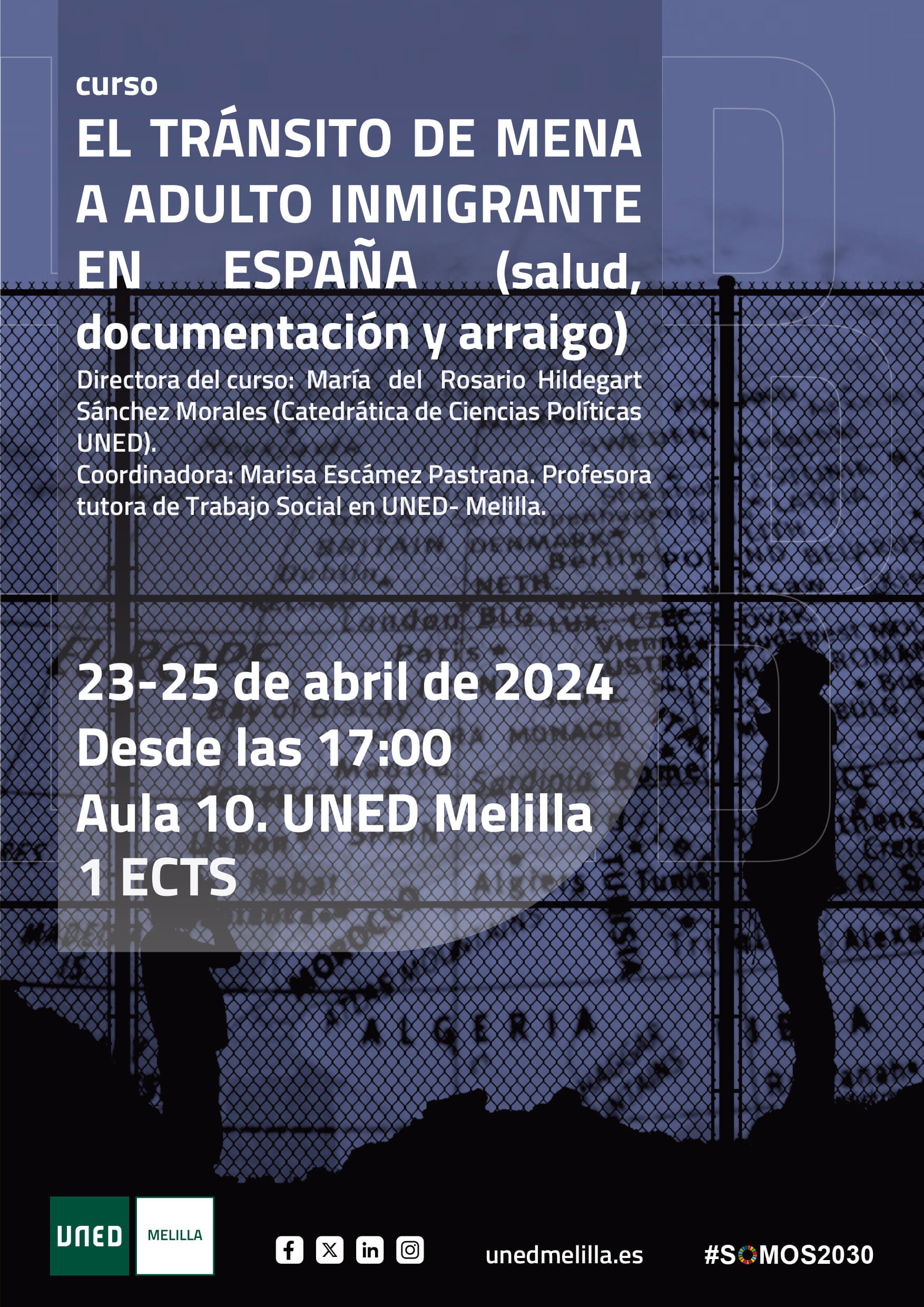 Cartel Curso: El trnsito de mena a adulto inmigrante en Espaa - UNED Melilla