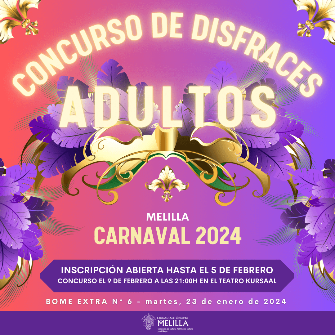 Cartel concurso de disfraces de carnavales para adultos 2024