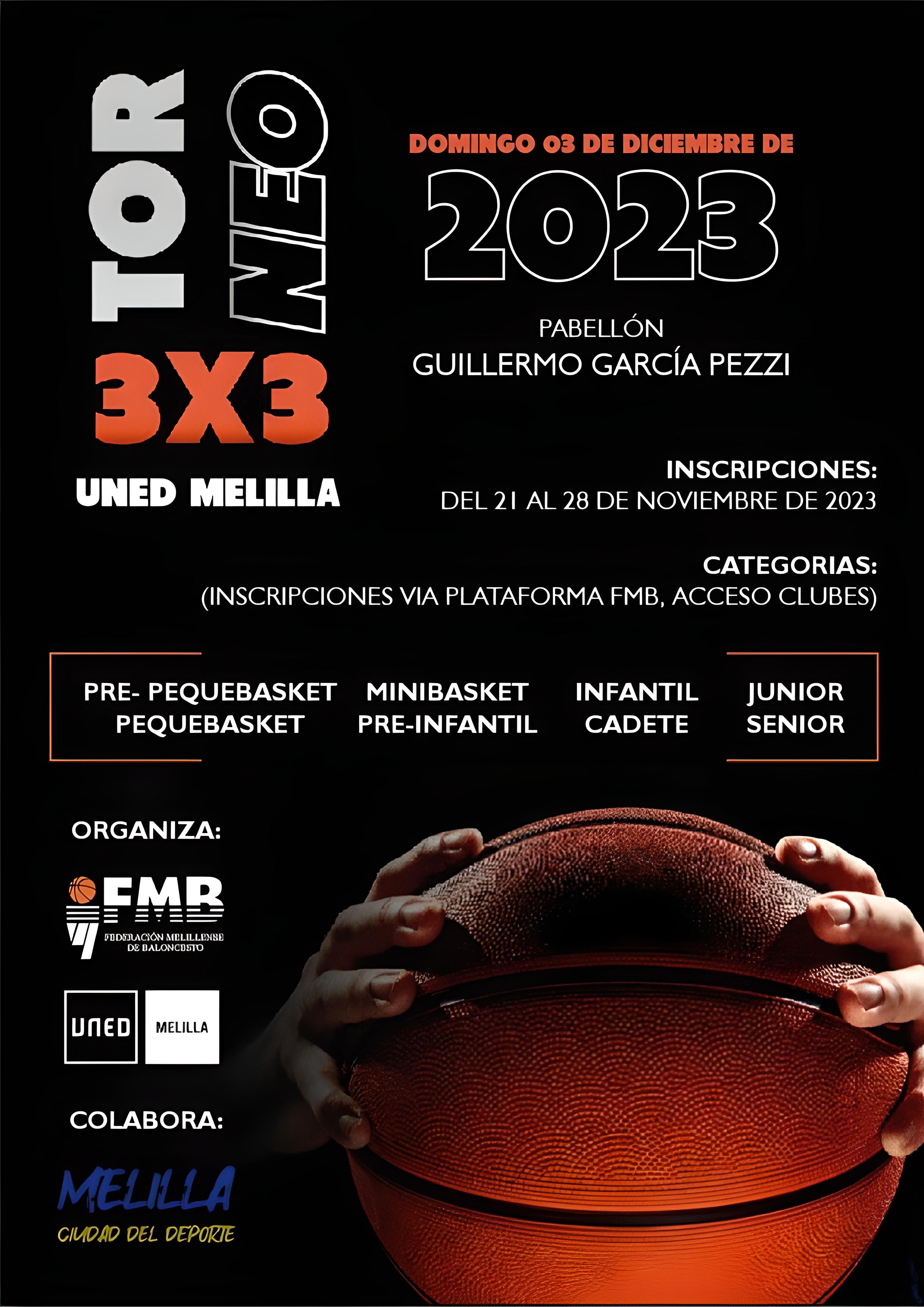 Cartel UNED Melilla - Torneo 3X3