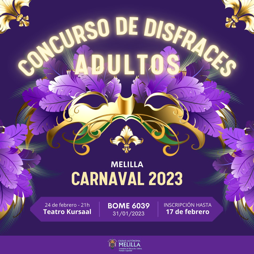 Convocatoria del Concurso de Disfraces de Carnavales para Adultos 2023