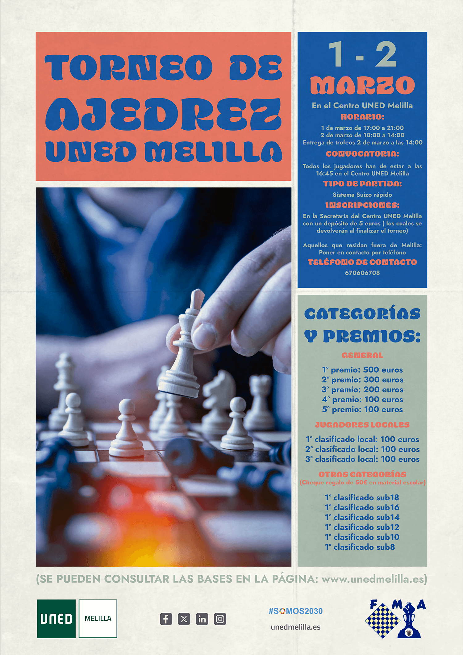 Cartel Torneo de Ajedrez - UNED Melilla