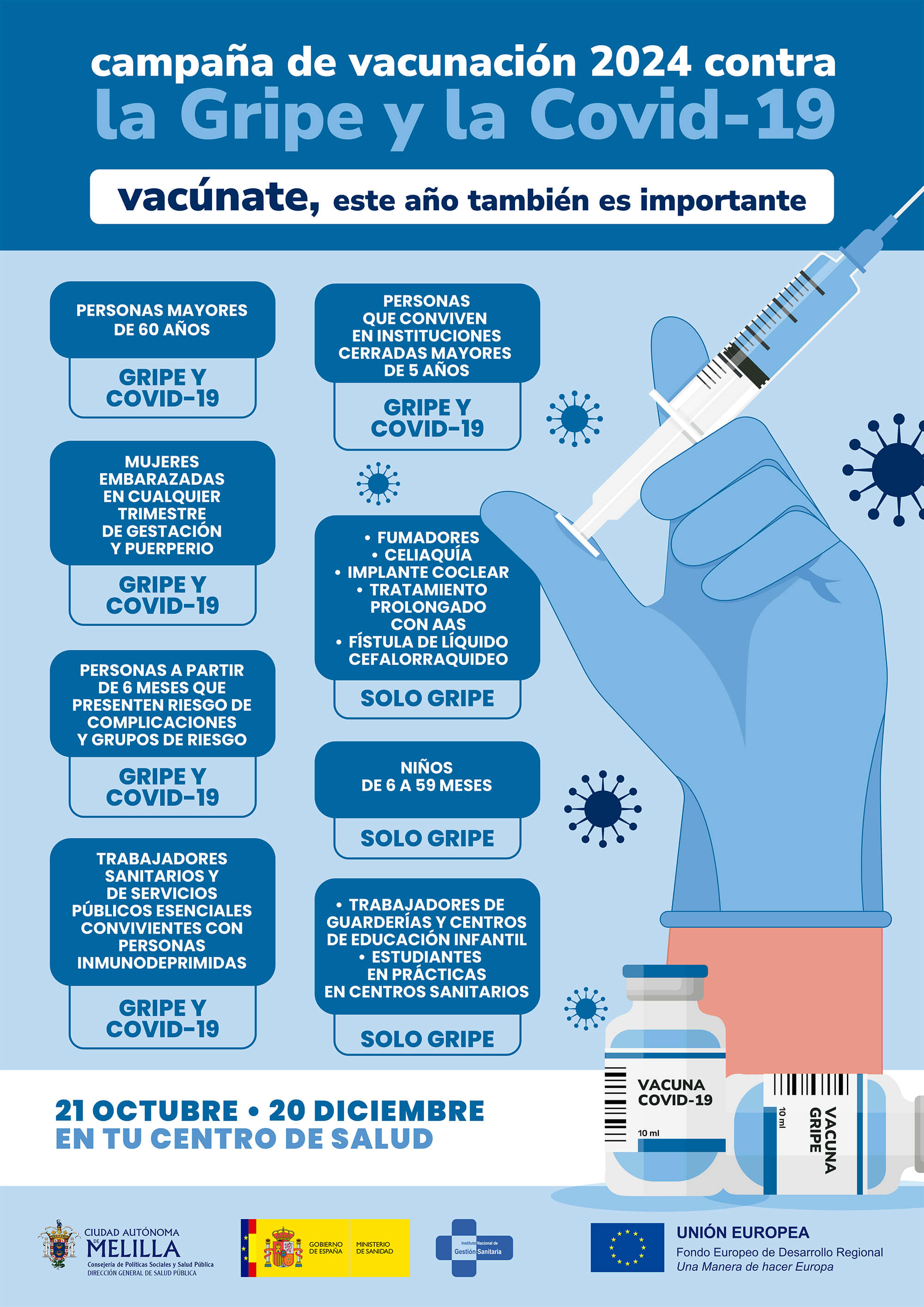 Cartel Campaa de vacunacin 2024 contra la Gripe y la Covid-19