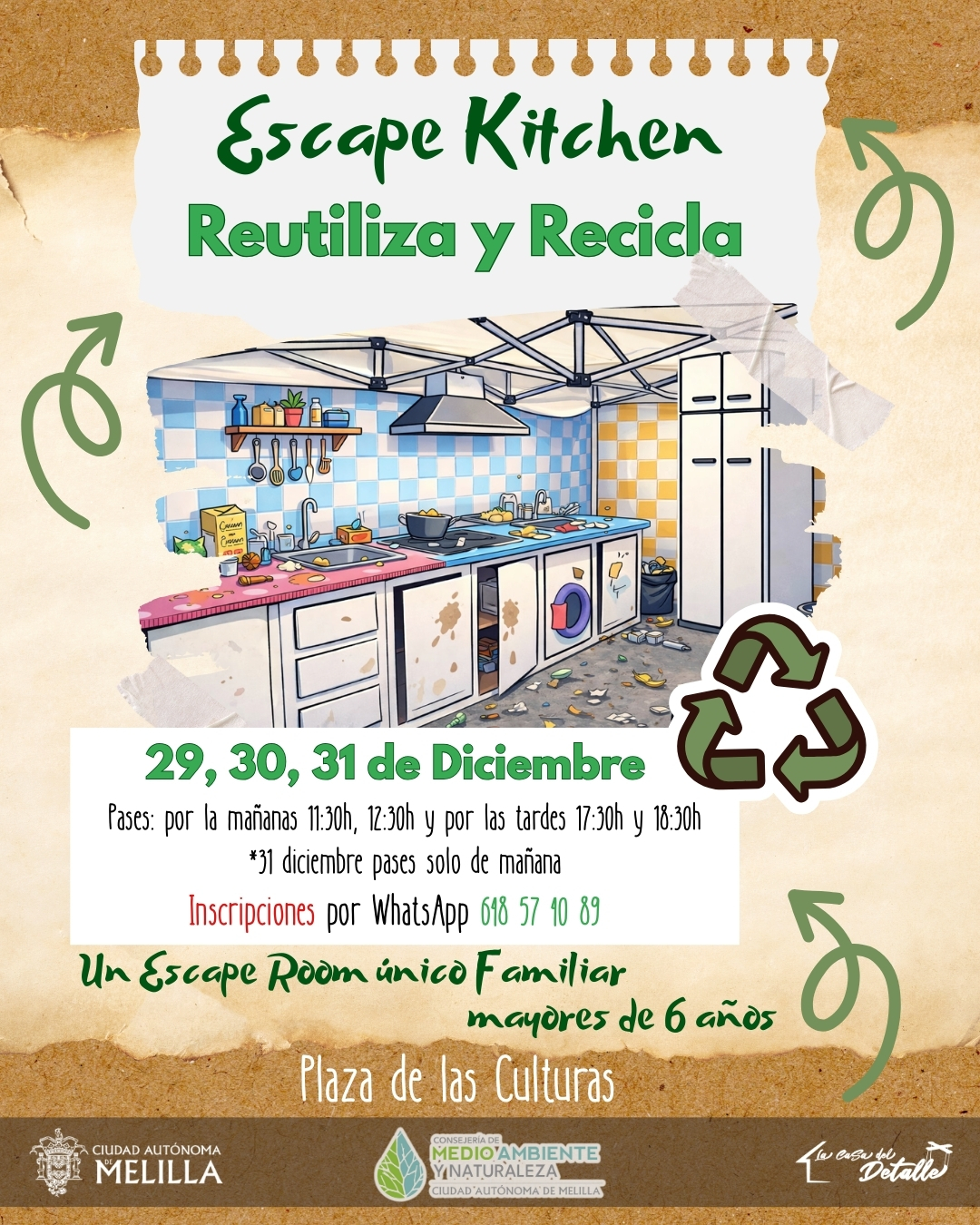 Cartel Escape Kitchen: Reutiliza y Recicla
