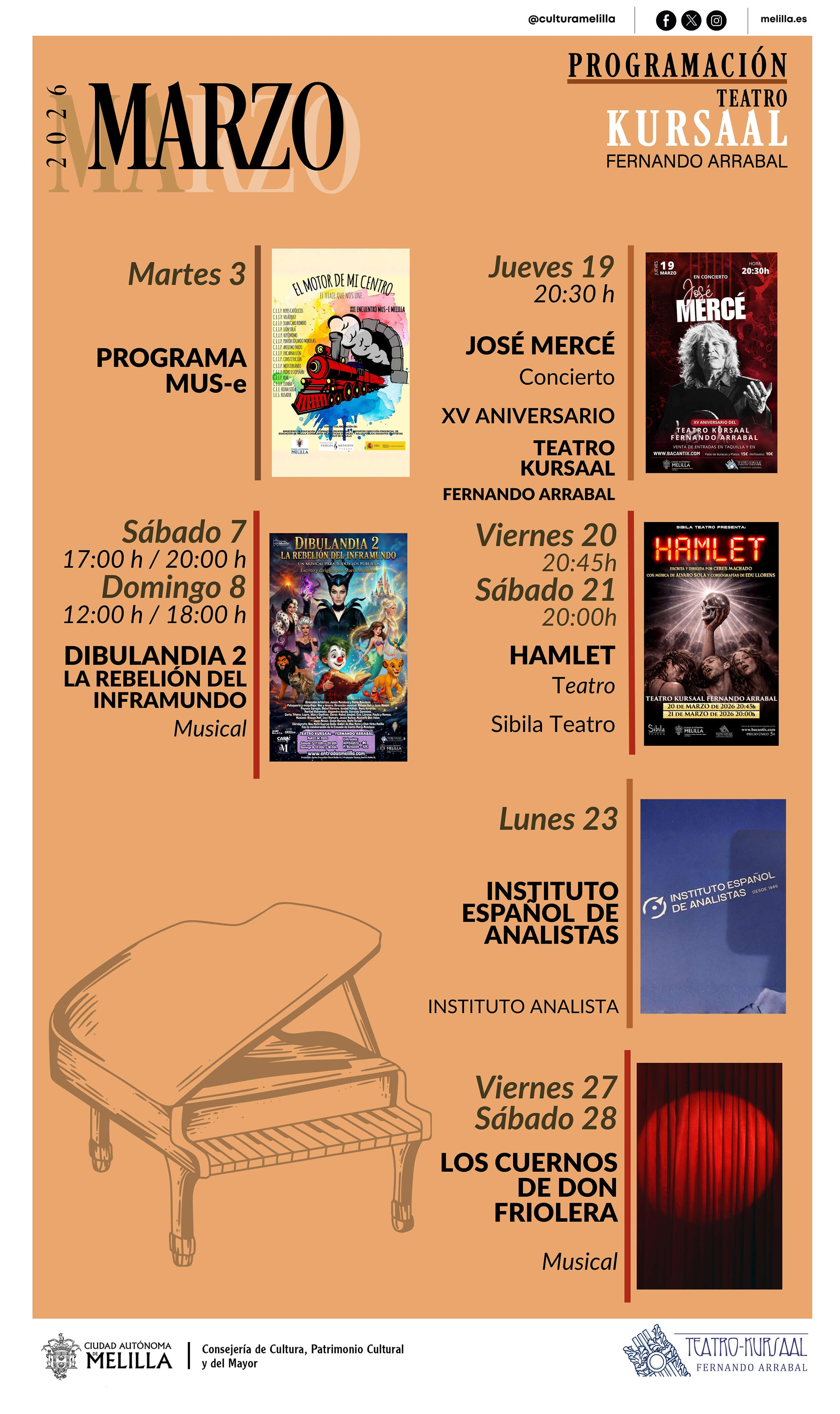 Cartel Teatro Kursaal - Programaci�n Marzo 2026