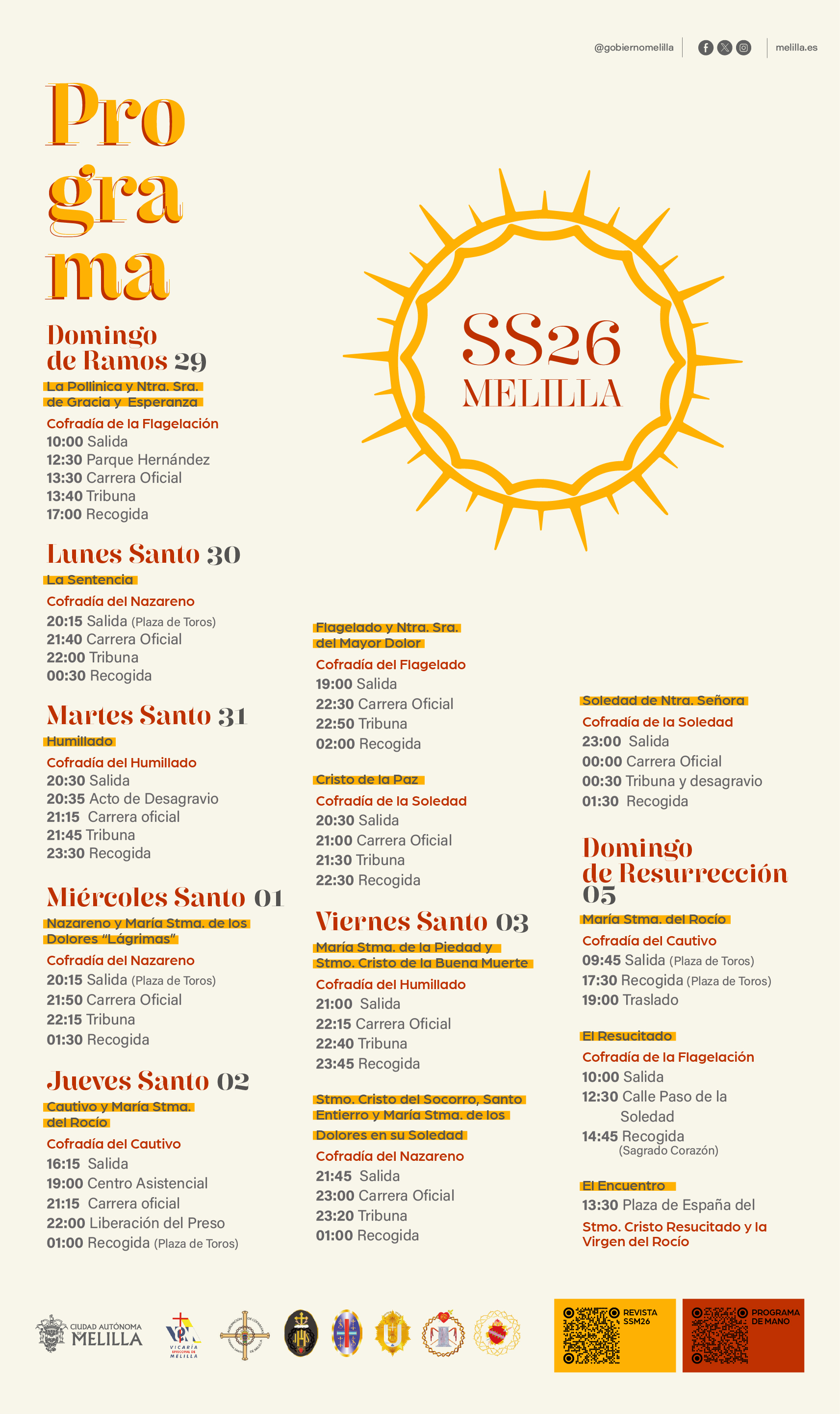 Cartel Programa Semana Santa de Melilla 2026