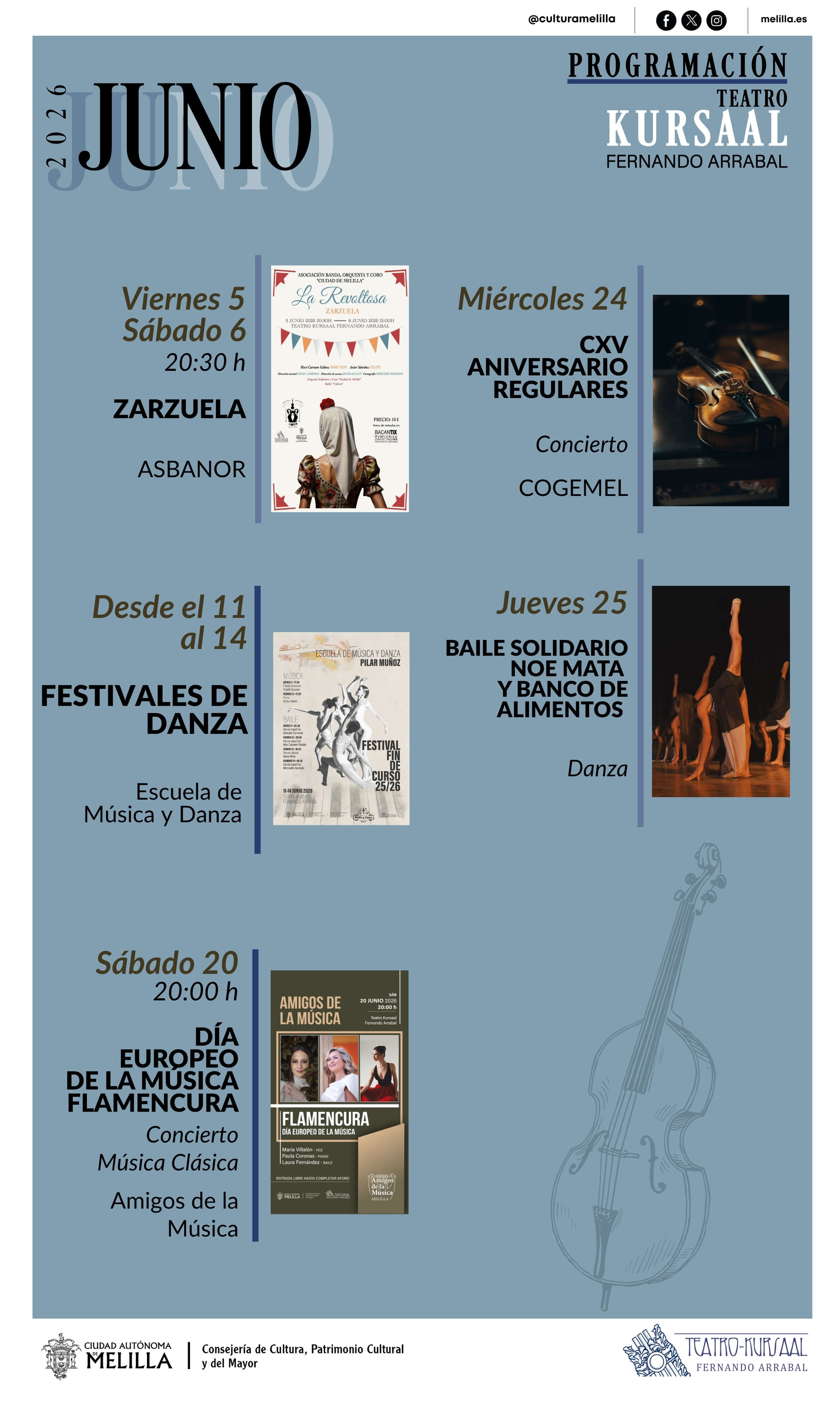 Cartel Teatro Kursaal - Programaci�n Junio 2026