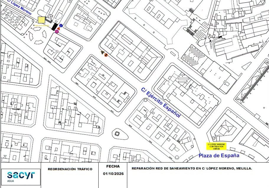 PLANO Corte de tr�fico en la calle L�pez Moreno desde el d�a 1 de octubre