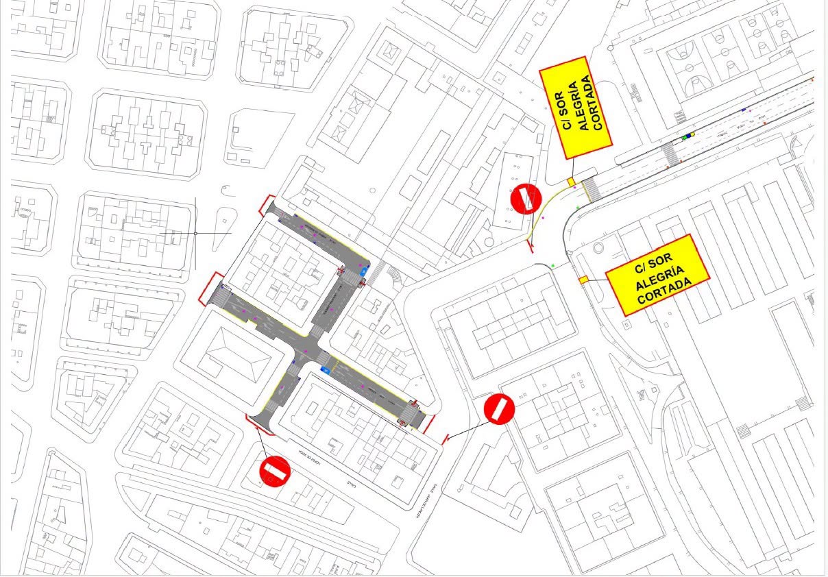 PLANO Cortes y restricciones al tr�fico en la calle sol alegr�a y adyacentes a partir del 5 de octubre