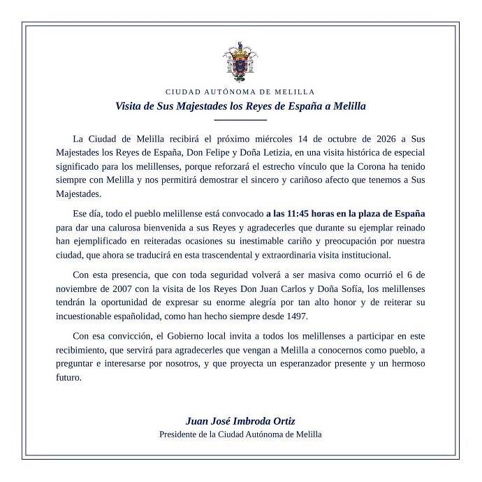 VISITA DE SUS MAJESTADES LOS REYES DE ESPA�A A MELILLA