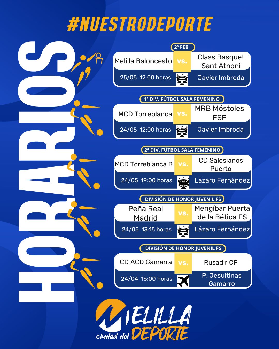 Horarios de eventos deportivos - Melilla Ciudad del Deporte
