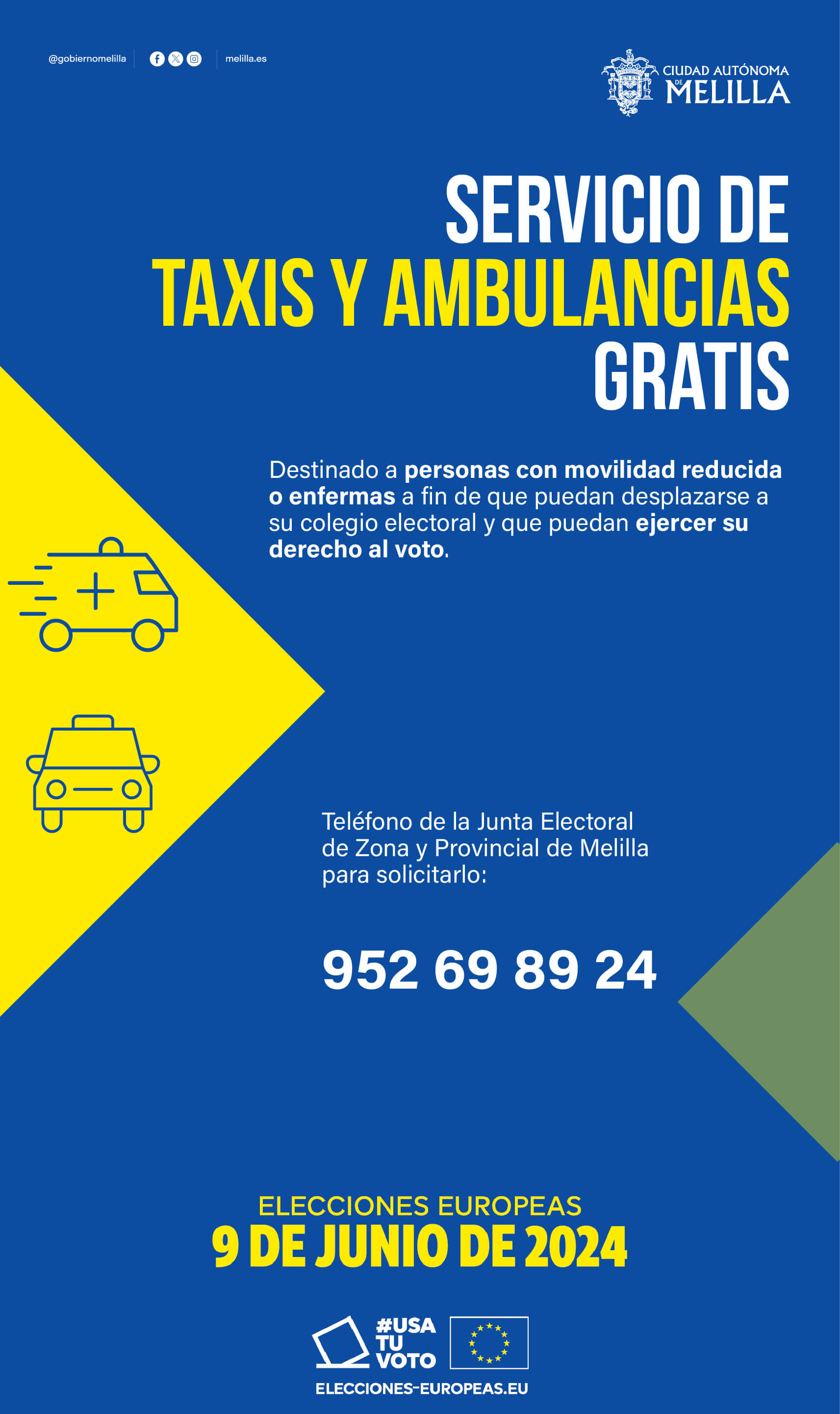 Servicio de Taxi y Ambulancia GRATIS - Elecciones Europeas 9 de junio de 2024