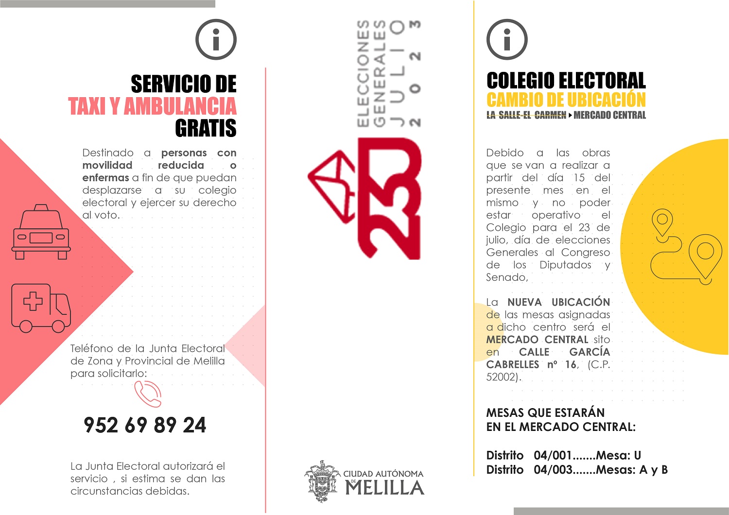 CARTEL SERVICIO DE TAXI Y AMBULANCIA GRATIS - ELECCIONES 2023