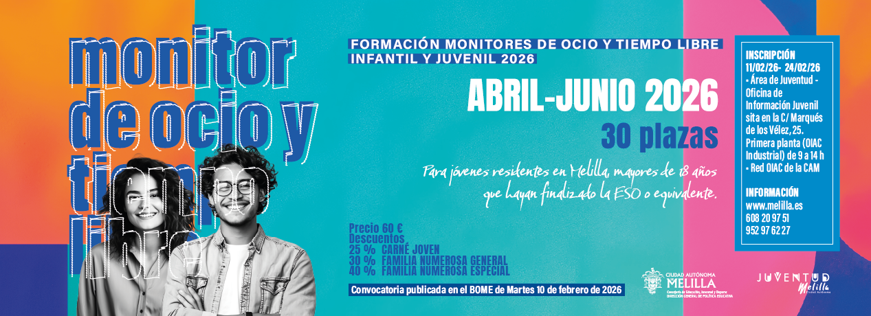 Convocatoria de formaci�n de Monitores de Ocio y Tiempo Libre Infantil y Juvenil, Melilla 2026