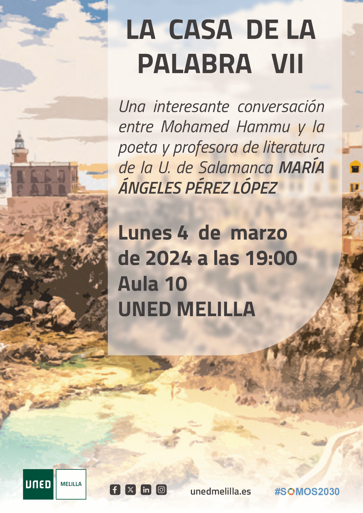 Cartel La casa de la palabra VII - UNED Melilla