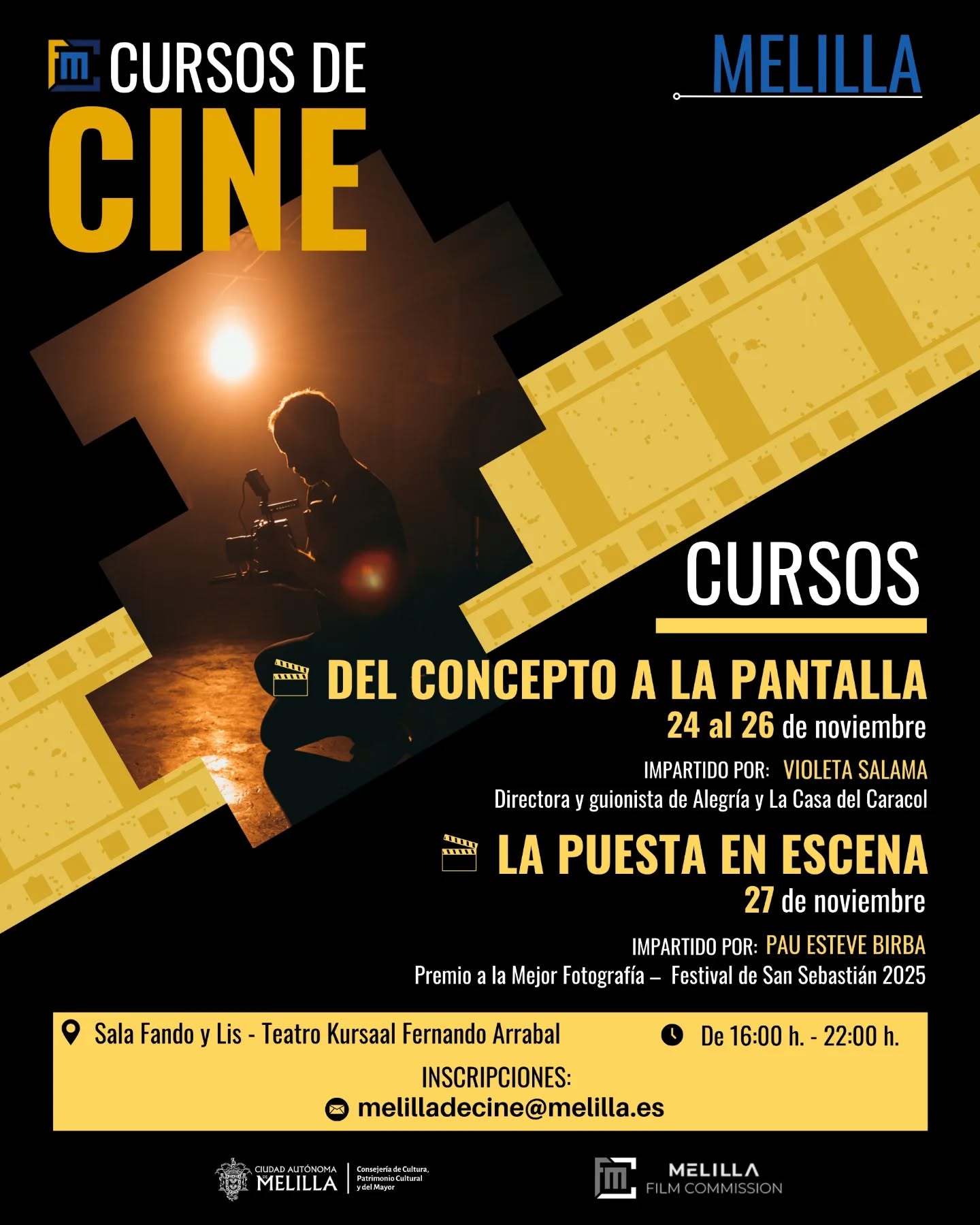 Cartel Cursos - 'Del concepto a la pantalla' y 'La puesta en escena'