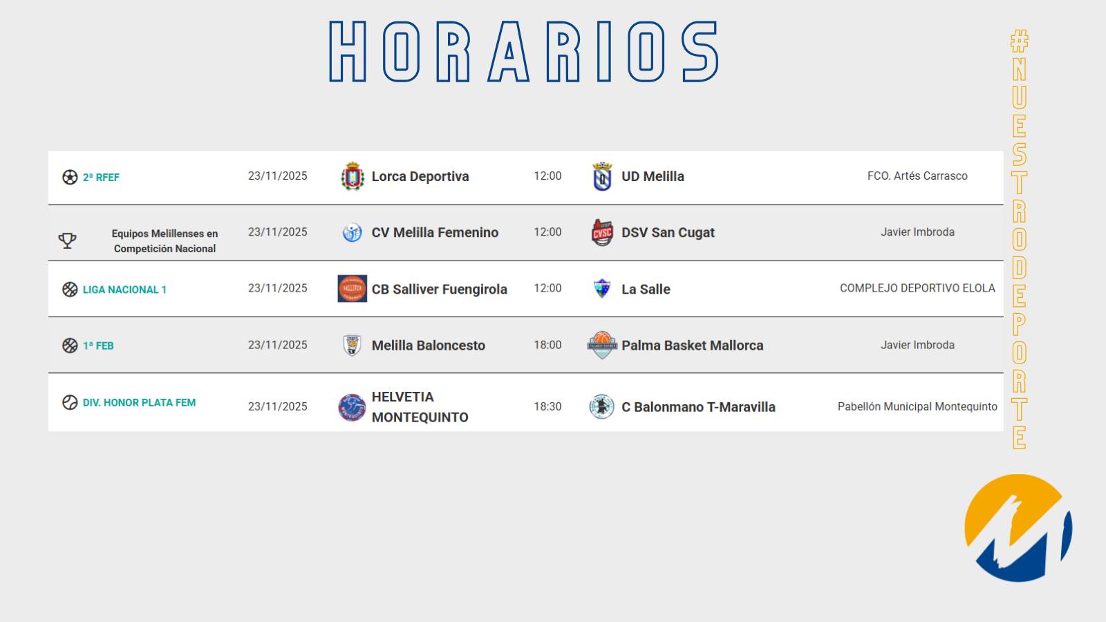 Horarios de Eventos Deportivos - Melilla Ciudad del Deporte