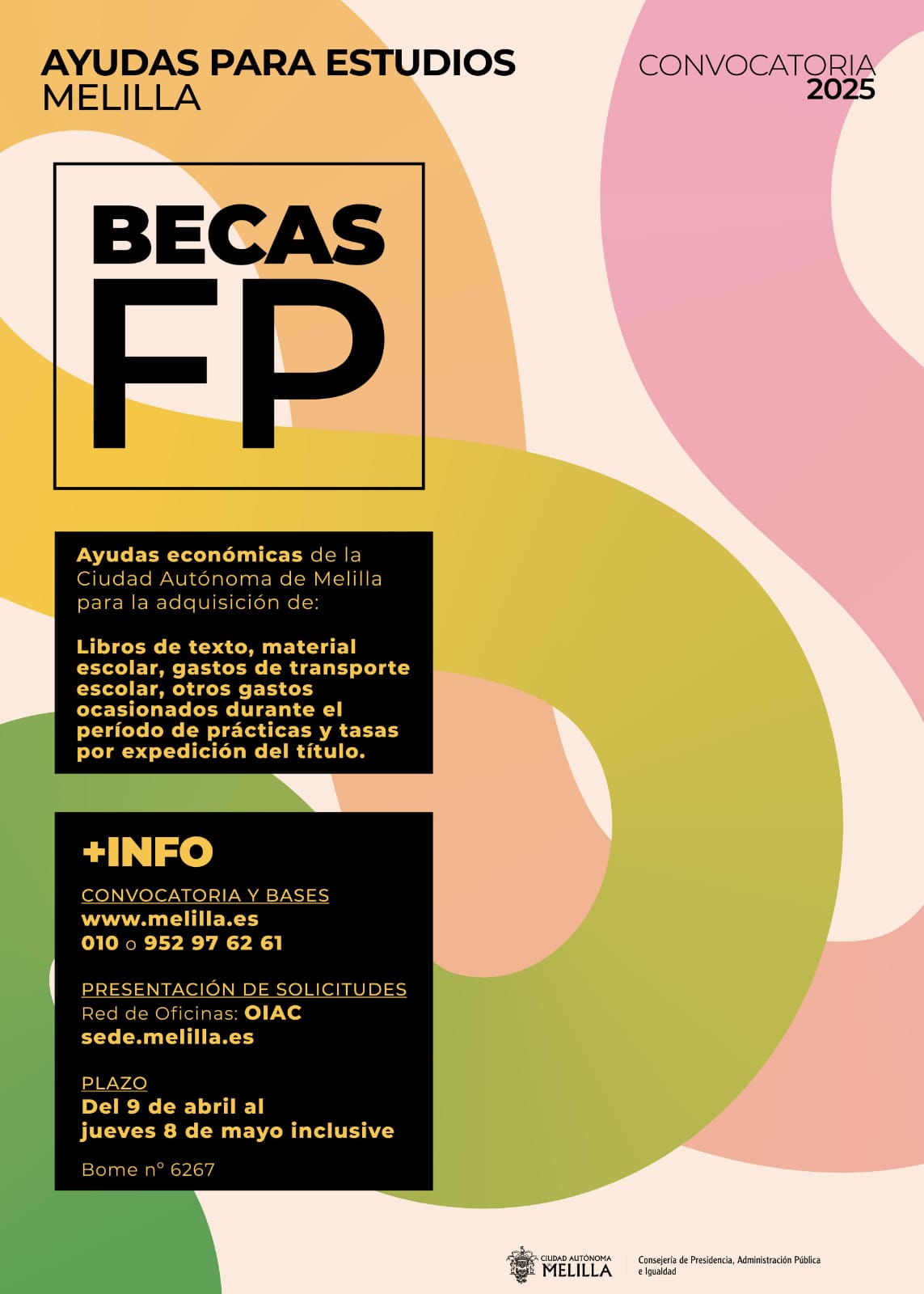 Cartel Ayudas para Estudios - Becas F.P. de Grado Medio o Superior para el curso 2024-2025