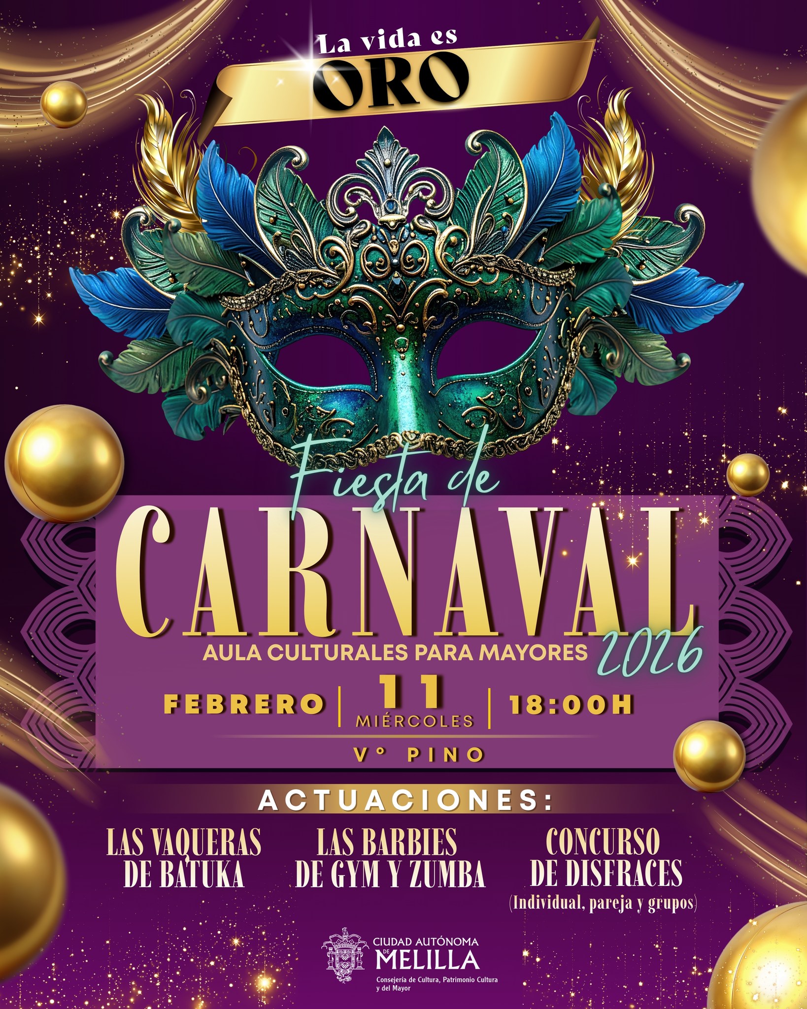 CARTEL La Vida es Oro - Fiesta de Carnaval 2026