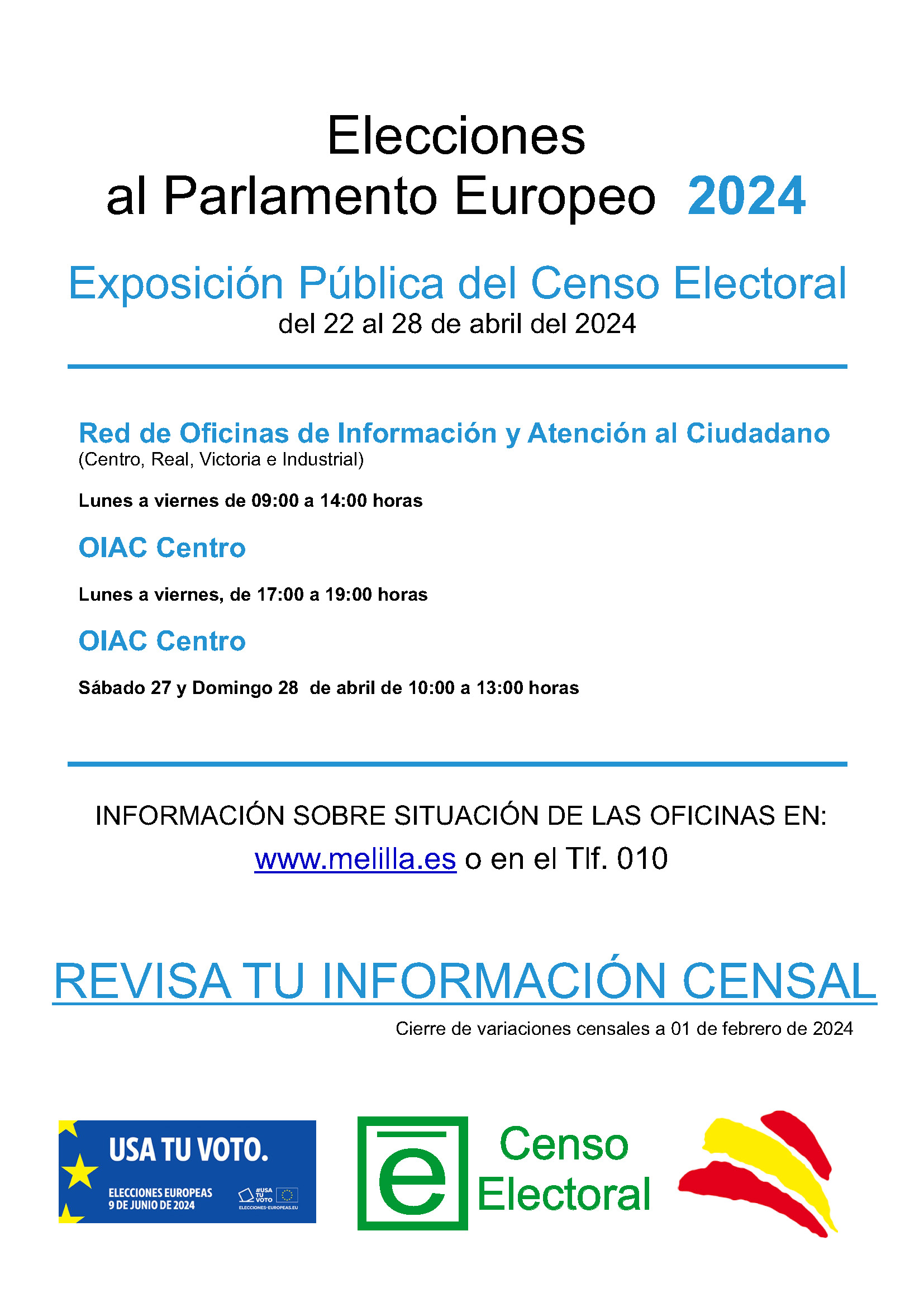 EXPOSICIN PBLICA DEL CENSO ELECTORAL - ELECCIONES AL PARLAMENTO EUROPEO 2024