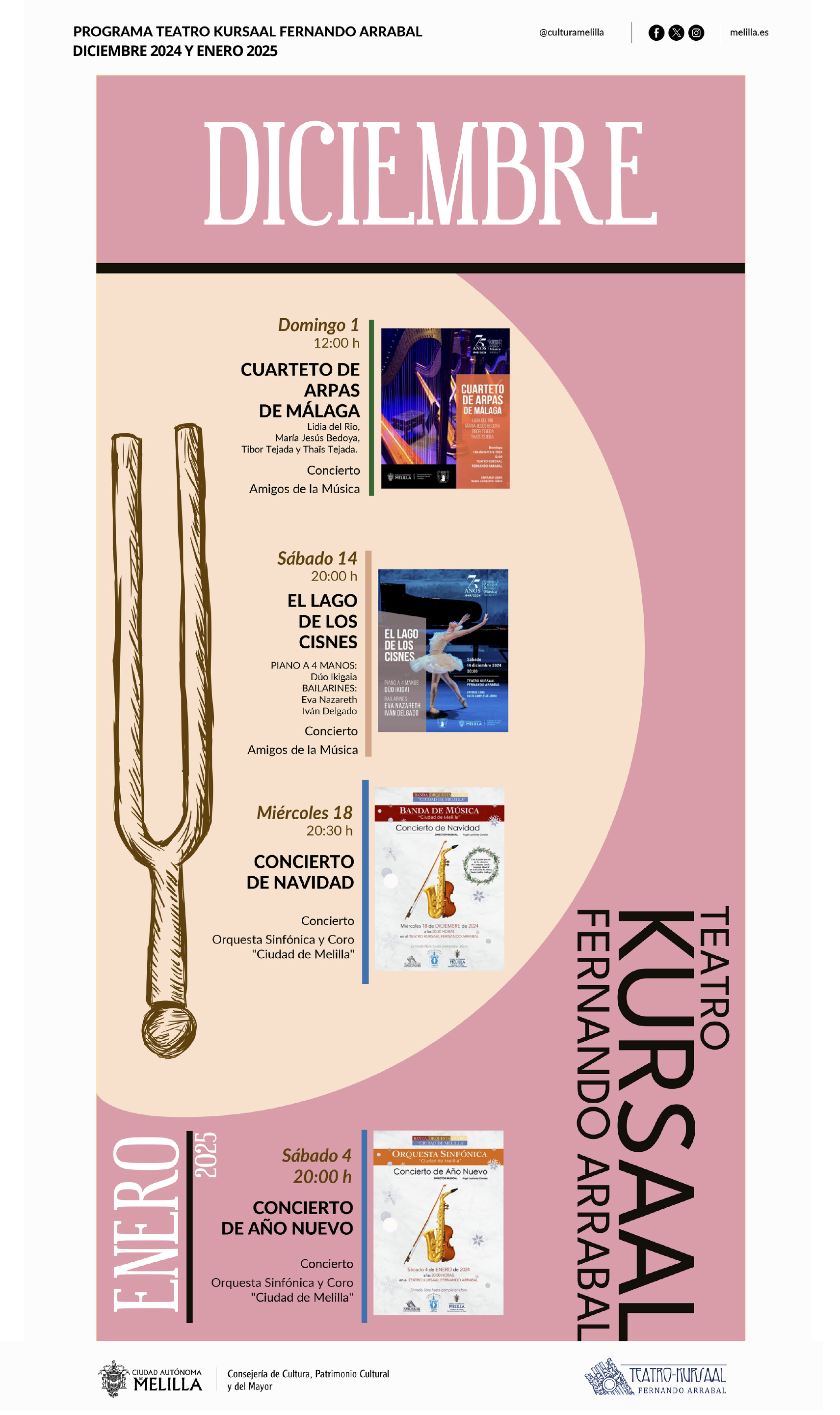 CARTEL Teatro Kursaal - Programacin Diciembre 2024 y Enero 2025