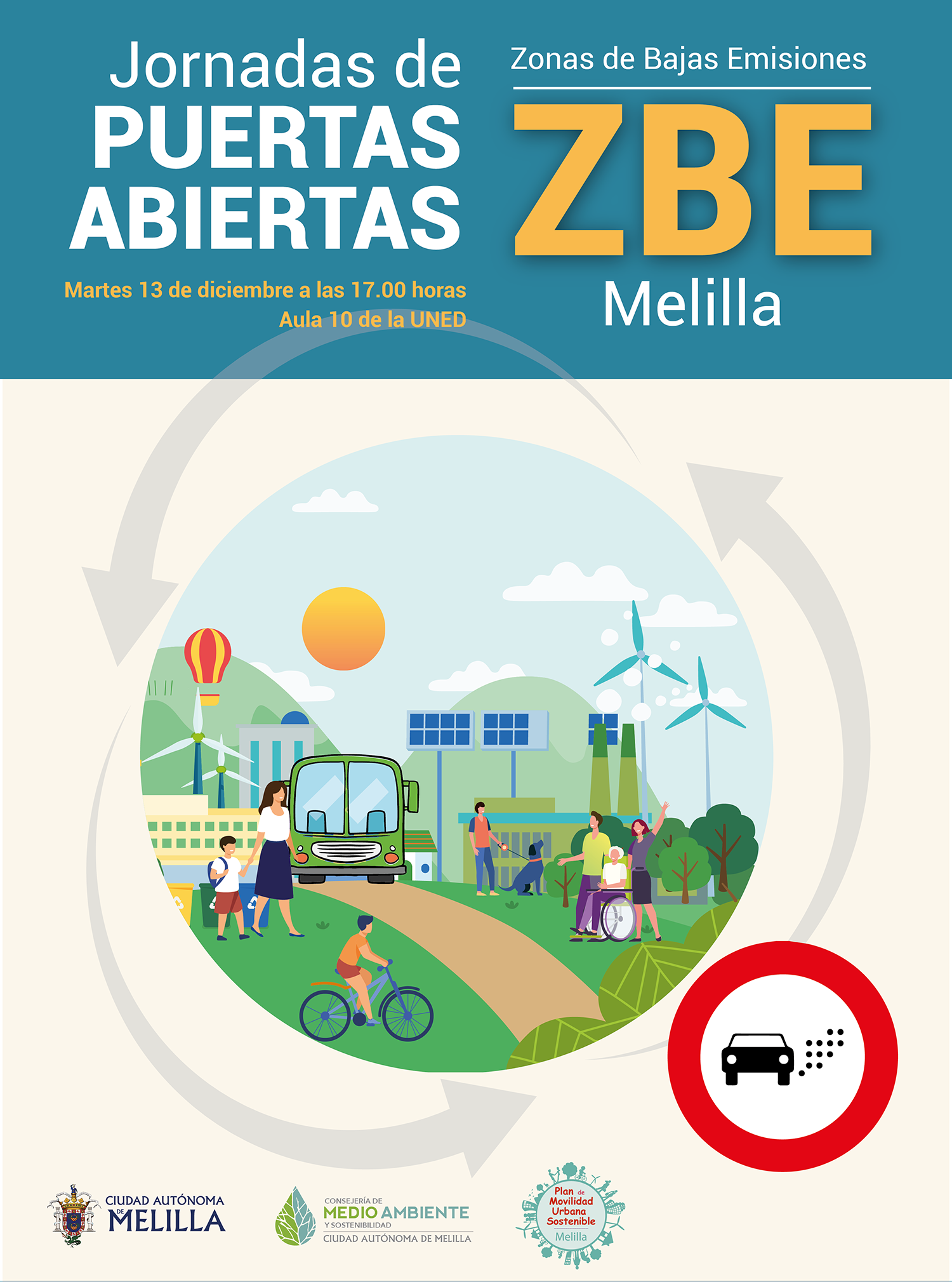 Cartel Jornadas de Puertas Abiertas - Zonas de Bajas Emisiones Melilla