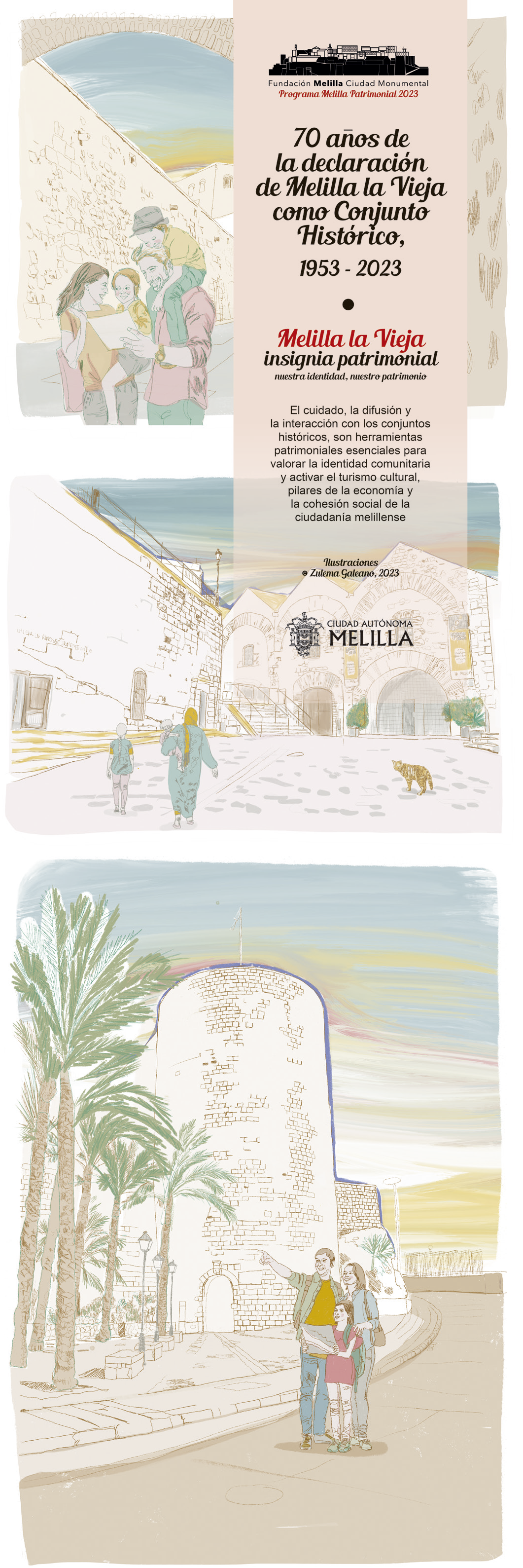 Portada de 70 Aos de la declaracin de Melilla la Vieja como Conjunto Histrico, 1953 - 2023