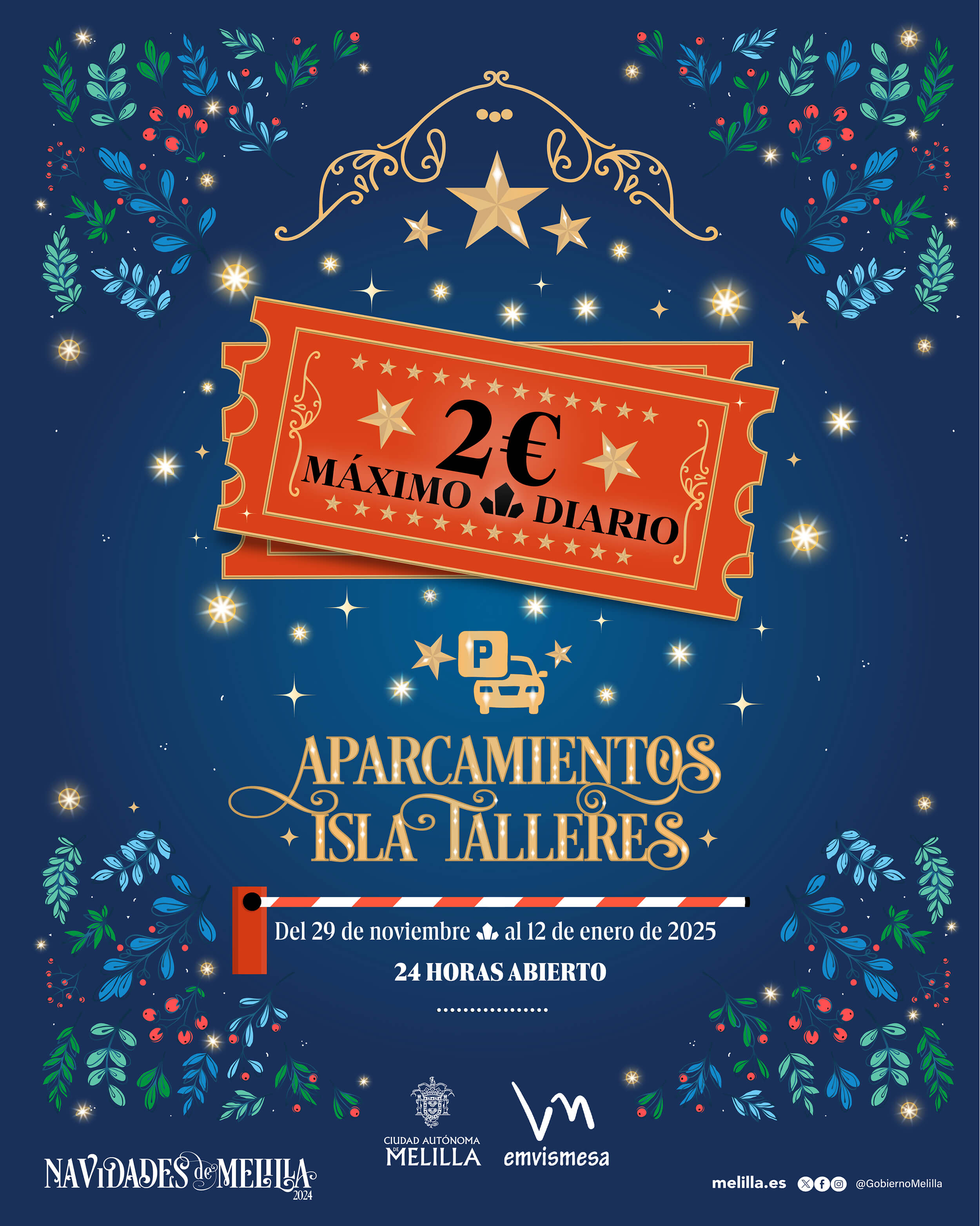 Cartel Melilla es Navidad - Parking Isla Talleres
