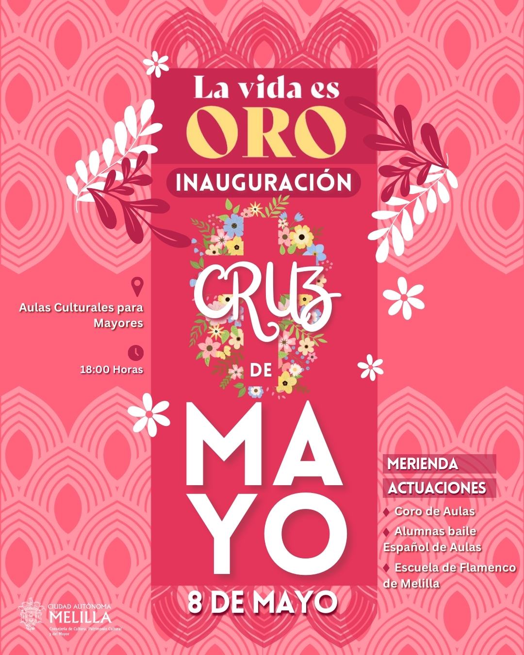 CARTEL La Vida es Oro - Inauguracin Cruz de Mayo de Aulas Culturales para Mayoras