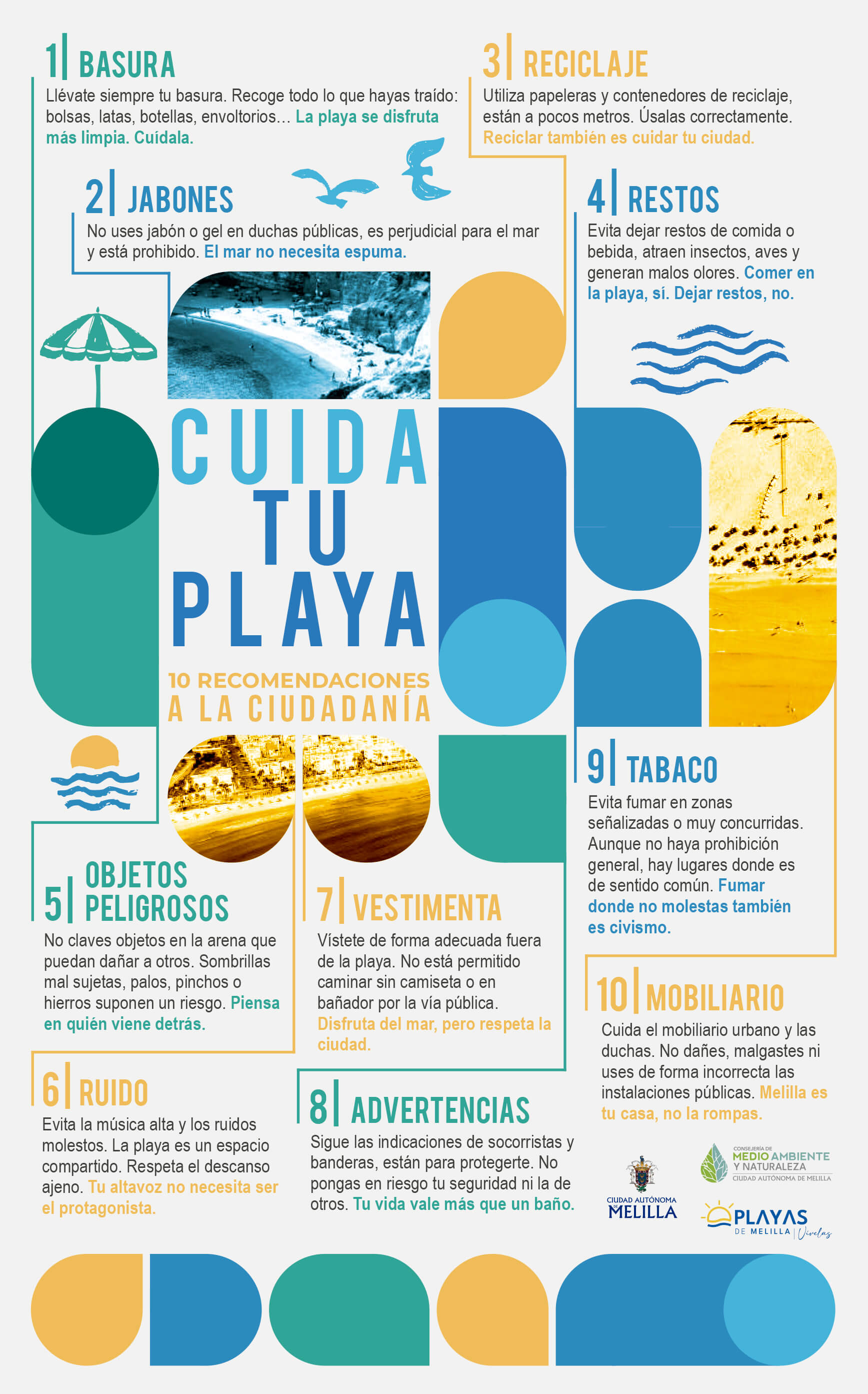 Cartel Campaa - Cuida Tu Playa 10 Recomendaciones a la Ciudadana!