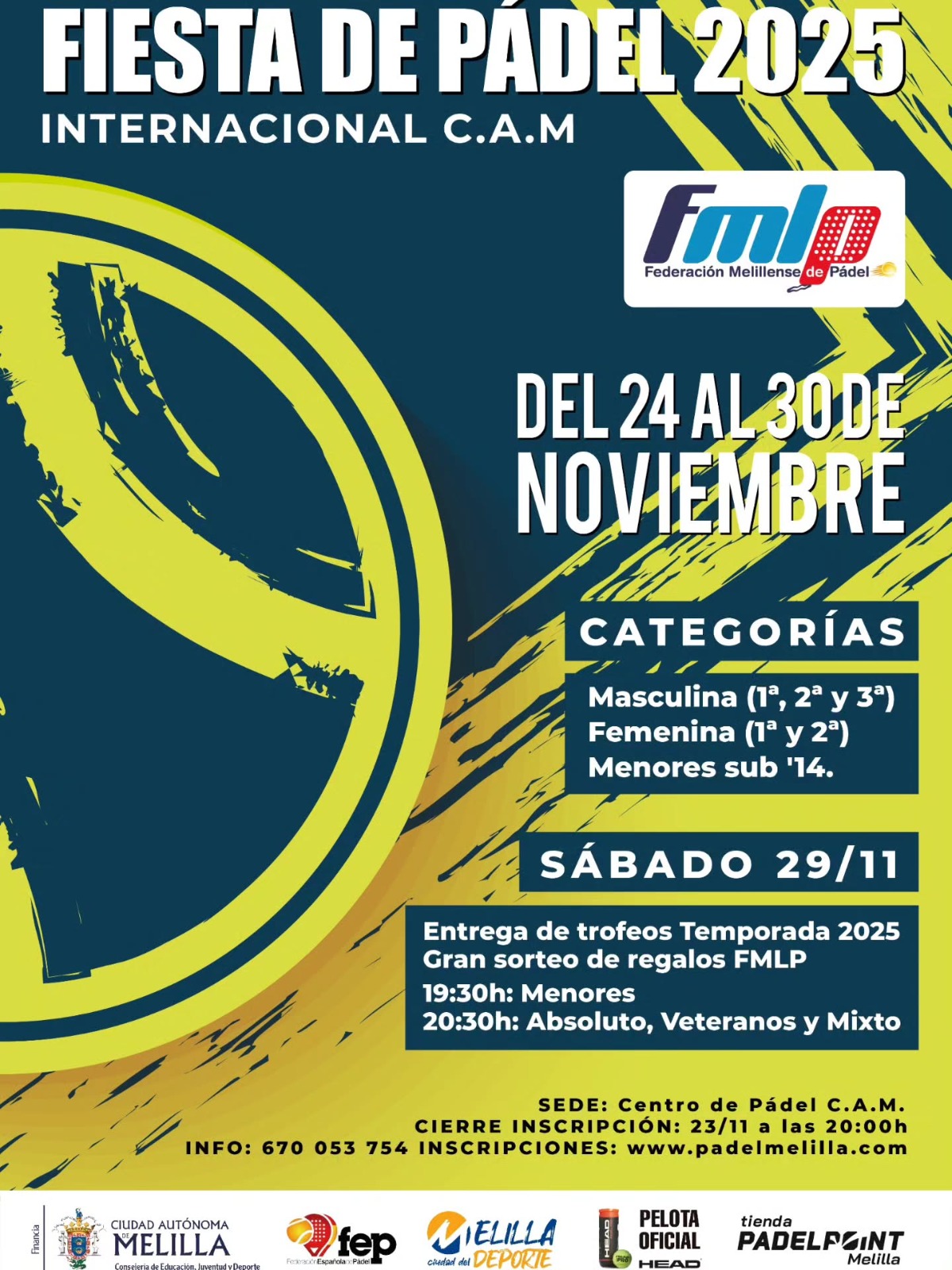 Cartel Fiesta del Pdel 2025 - Internacional C.A.M.