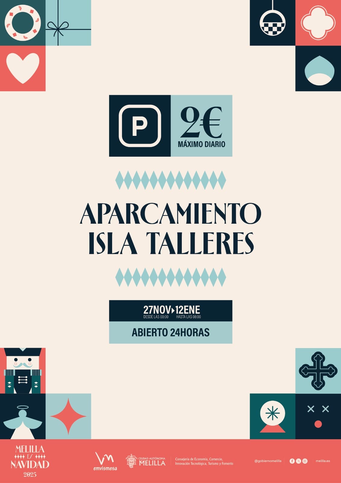 CARTEL aparcamiento isla talleres navidad 2025