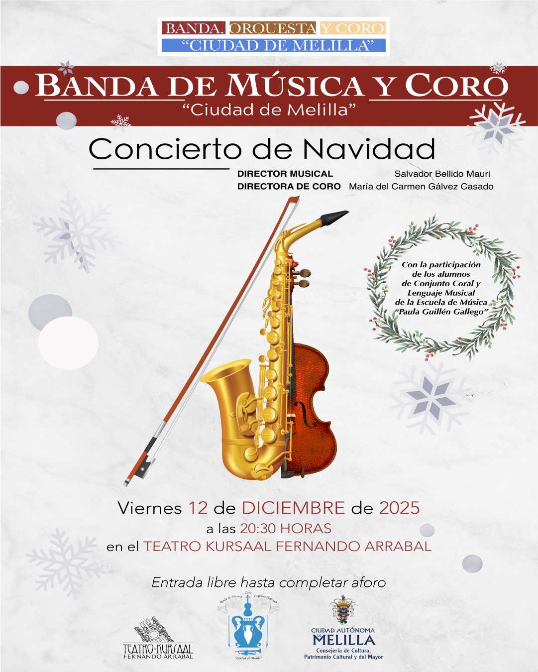 CARTEL Banda, Orquesta y Coro ''Ciudad de Melilla'' - Concierto de Navidad 2025