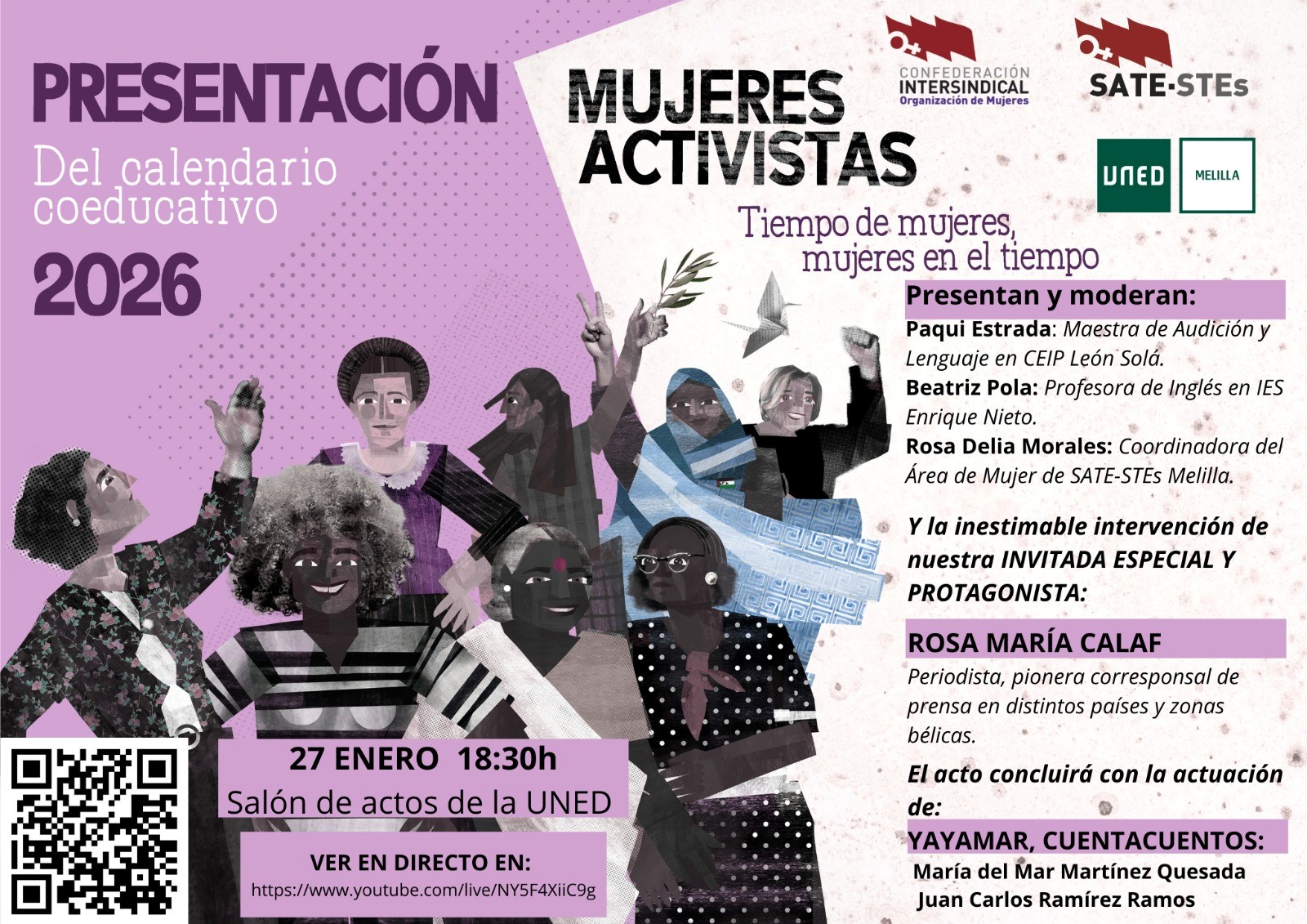 Cartel Presentaci�n del calendario coeducativo Tiempo de mujeres, mujeres en el tiempo - MUJERES ACTIVISTAS