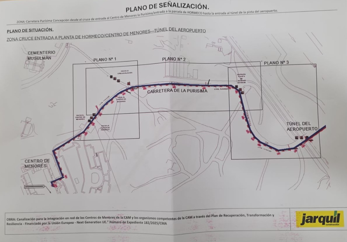 Aviso de obras en la Carretera de la Pur�sima