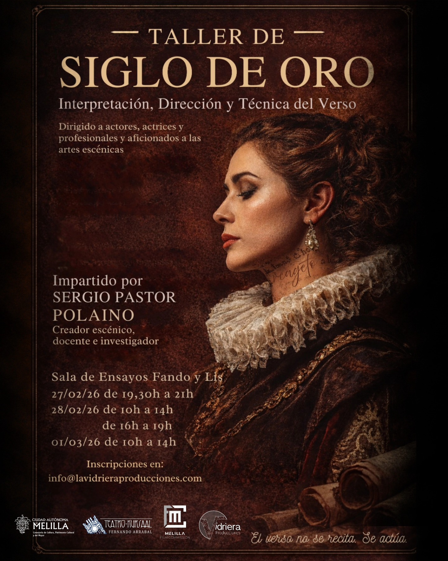 CARTEL Taller de Siglo de Oro: Interpretaci�n, Direcci�n y T�cnica del Verso