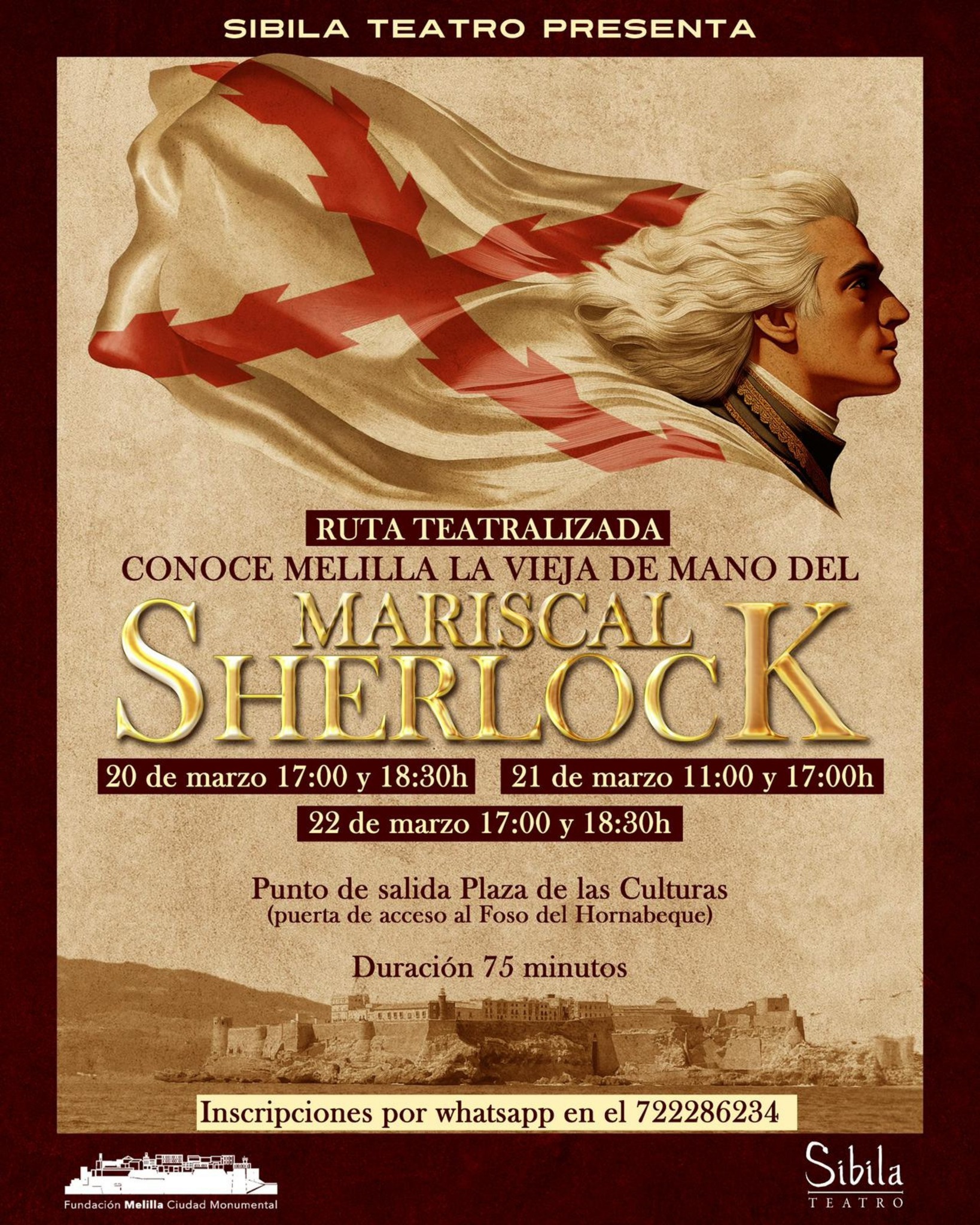 CARTEL Ruta Teatralizada - Conoce Melilla la Vieja de mano del Mariscal Sherlock 2026