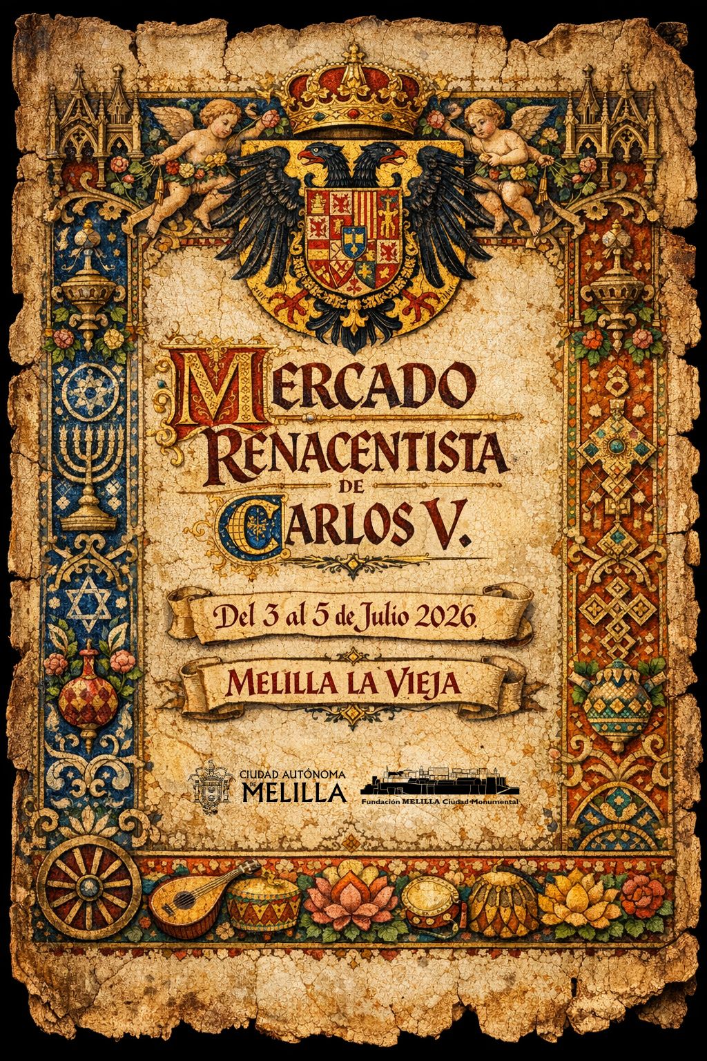 Cartel Mercado Renacentista de Carlos V - Melilla 2026