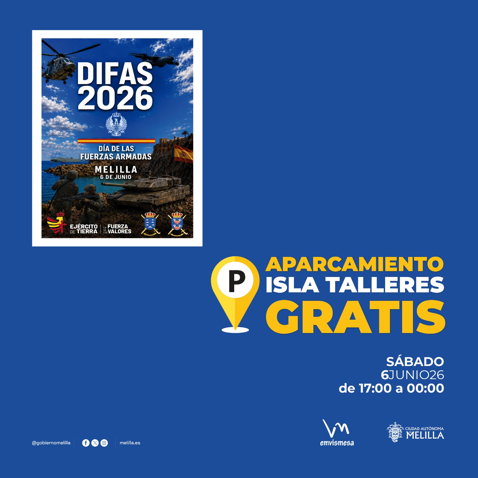 Cartel Aparcamiento Isla Talleres GRATIS - DIFAS 2026