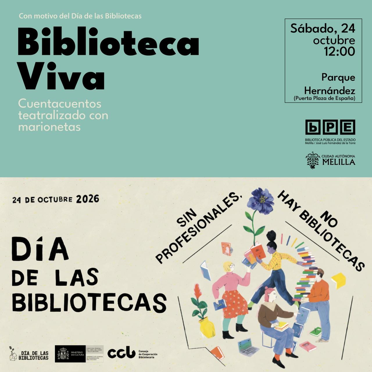 Cartel D�a de las Bibliotecas - Biblioteca Viva 2026