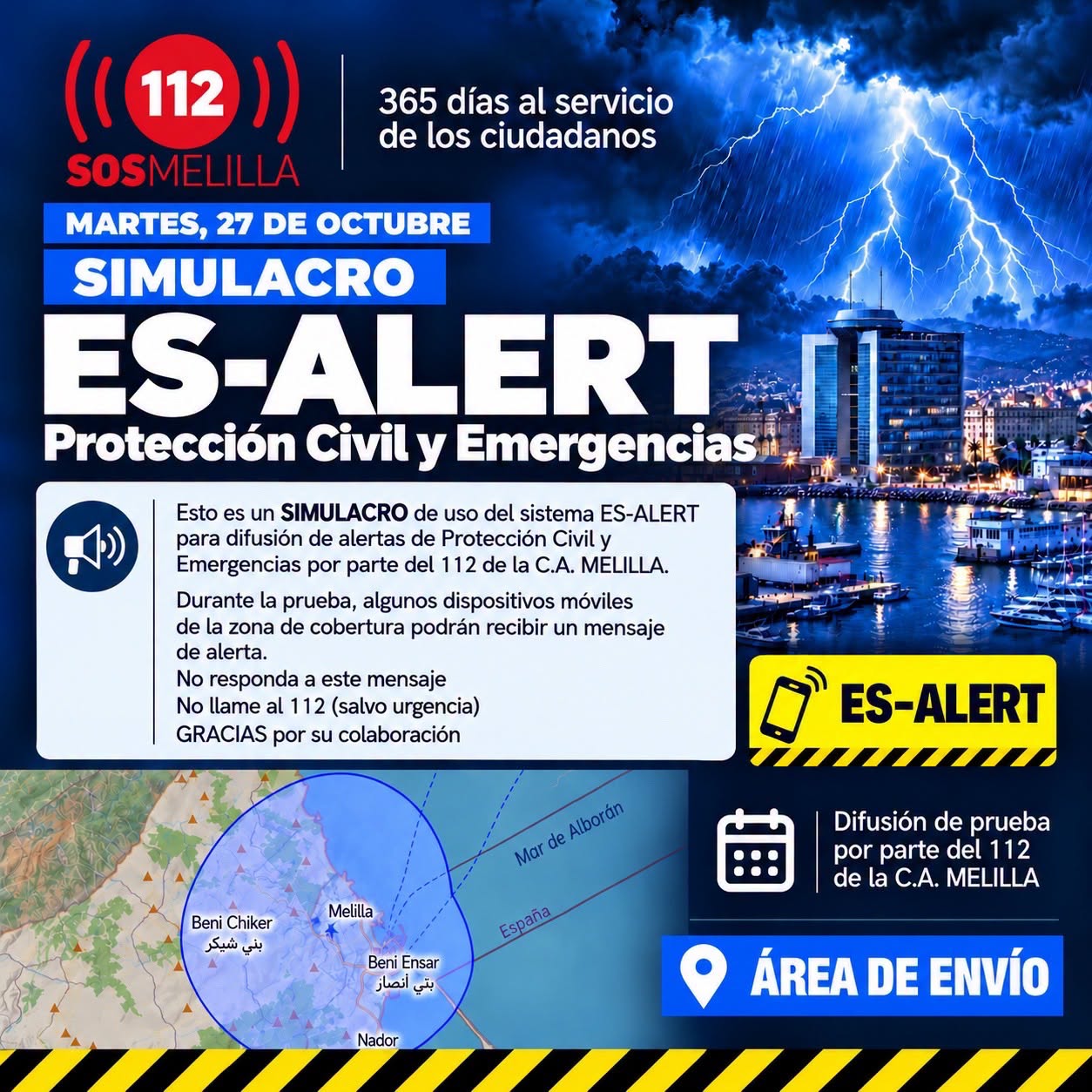 CARTEL Prueba Simulacro del sistema ES-Alert
