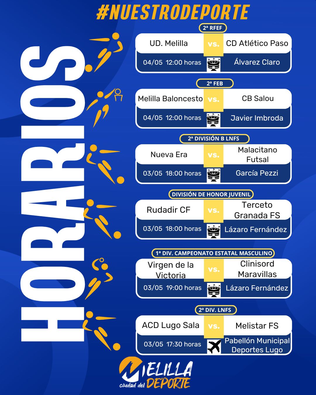 Horarios de eventos deportivos - Melilla Ciudad del Deporte