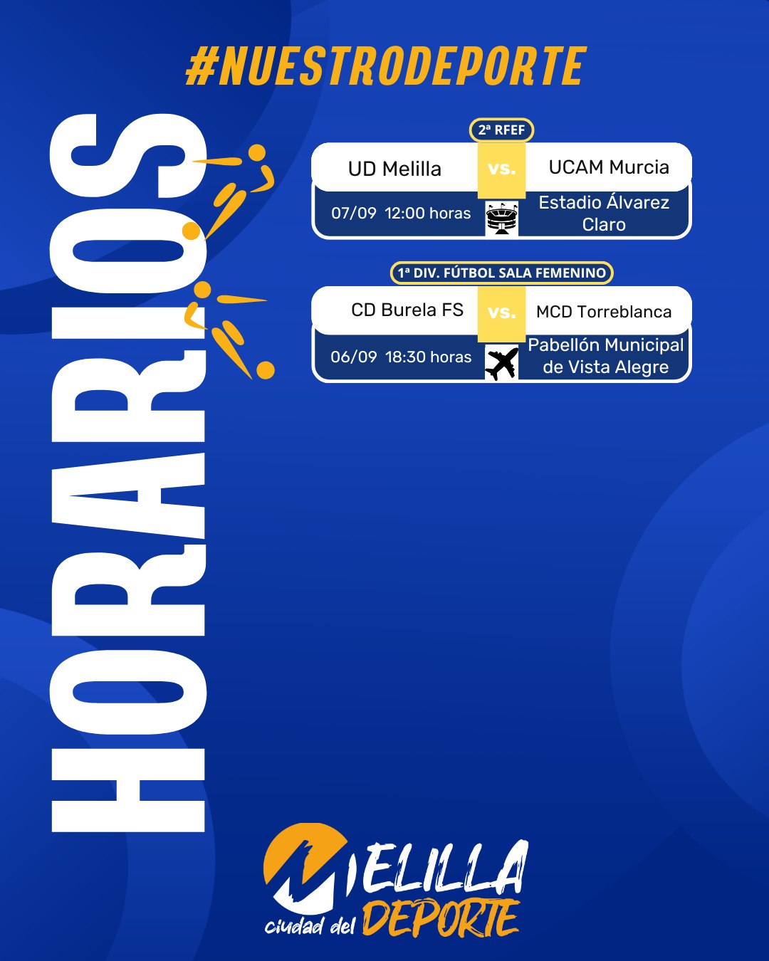Horarios de eventos deportivos - Melilla Ciudad del Deporte
