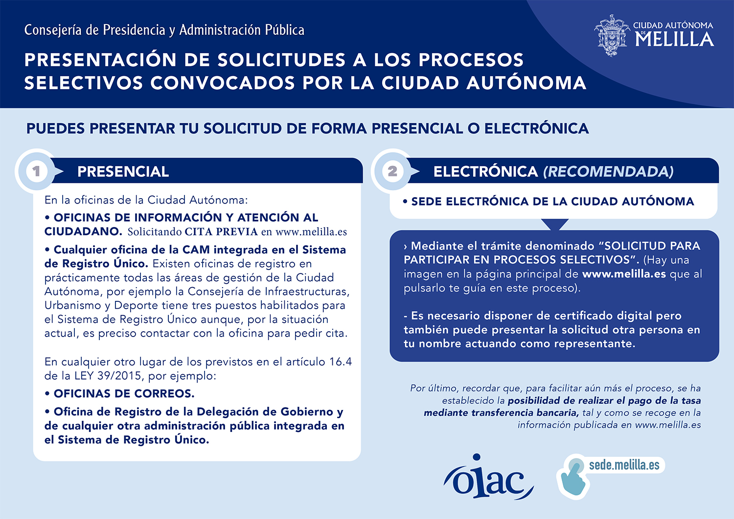 CARTEL PRESENTACI�N DE SOLICITUDES A LOS PROCESOS SELECTIVOS CONVOCADOS POR LA CIUDAD AUT�NOMA DE MELILLA