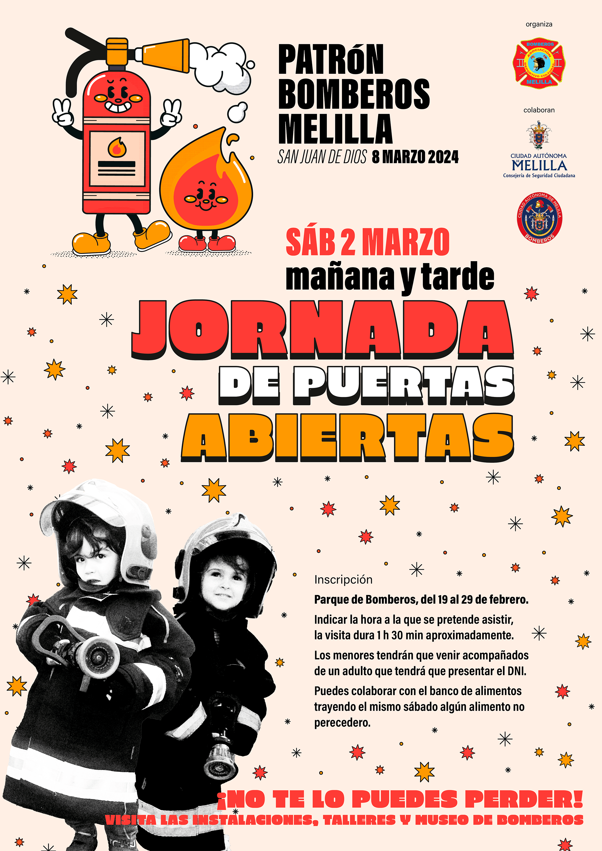 Cartel Jornadas de Puertas Abiertas - Patrn Bomberos Melilla 2024