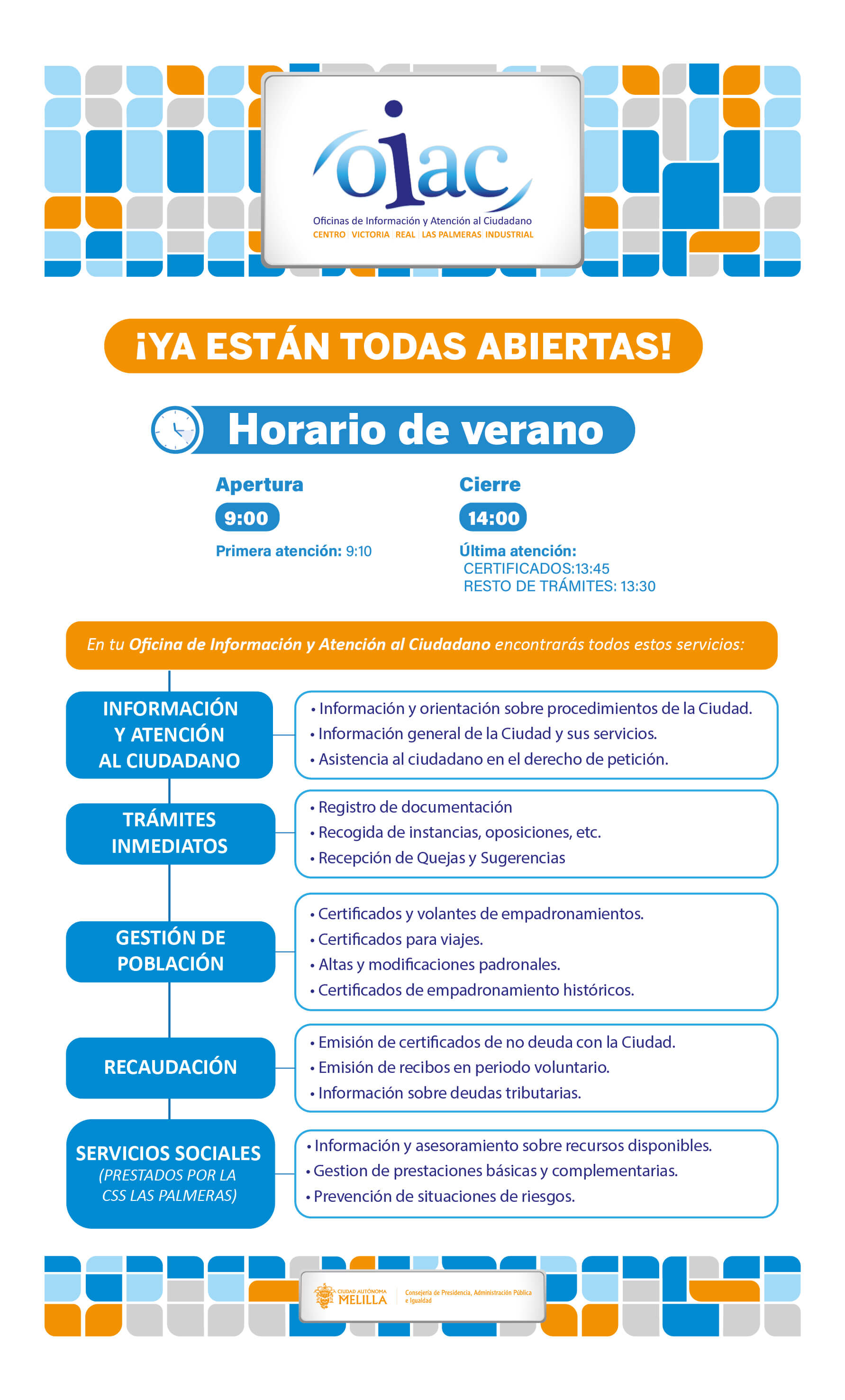 Abiertas todas las Oficinas de Informacin y Atencin al Ciudadano