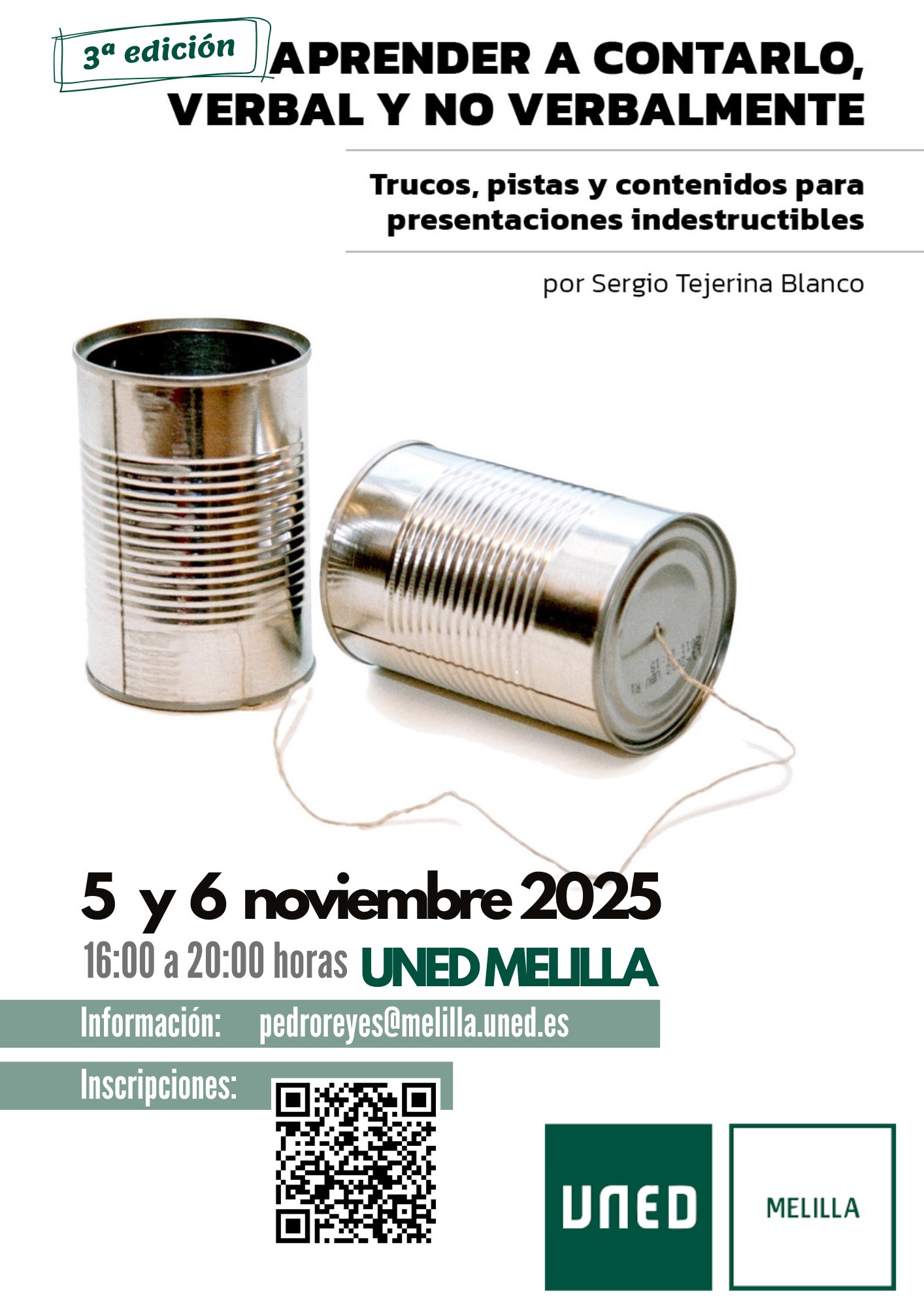 Cartel Aprender a contarlo, verbal y no verbalmente (3 edicin) - UNED Melilla