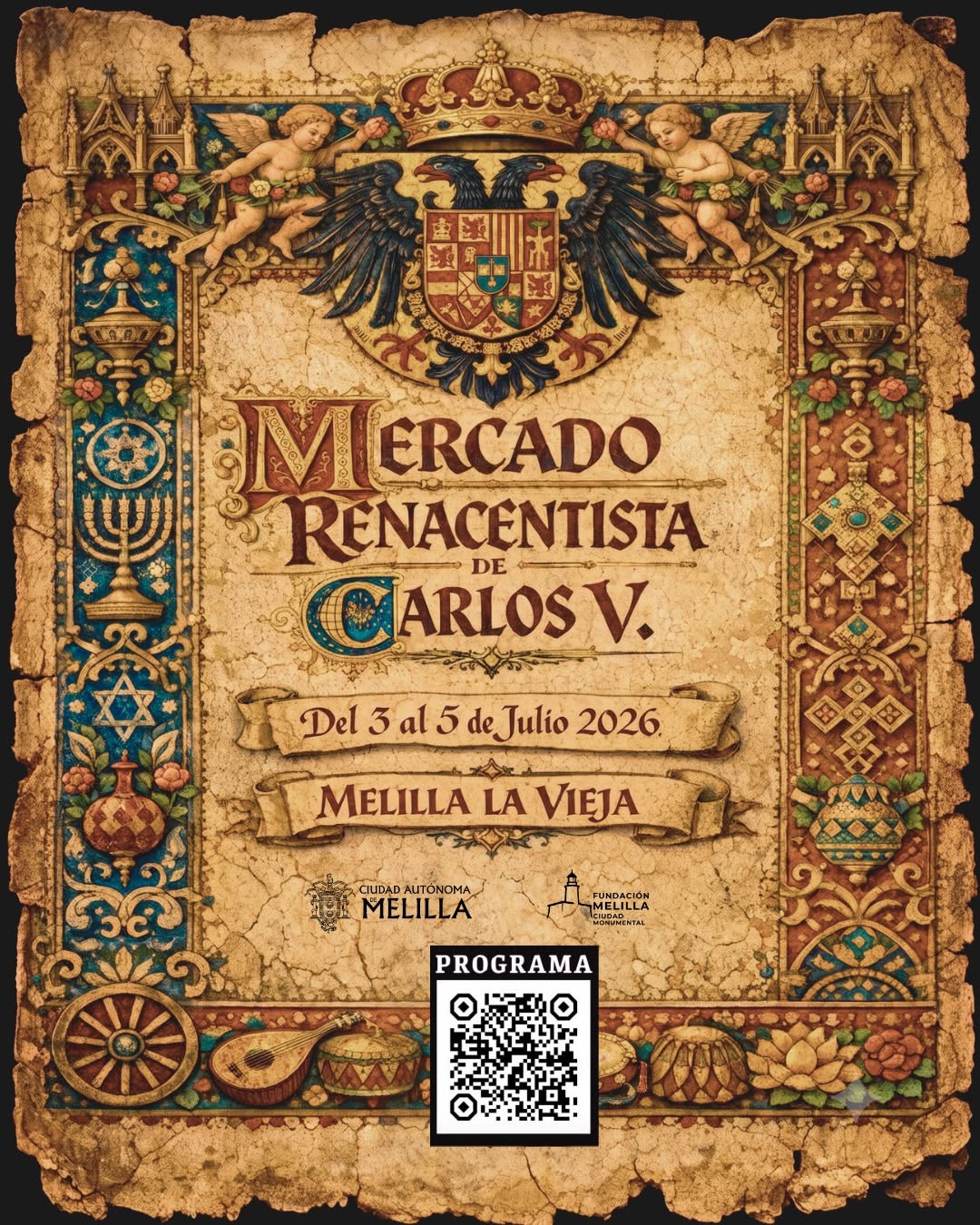 Cartel Mercado Renacentista de Carlos V - Melilla 2026
