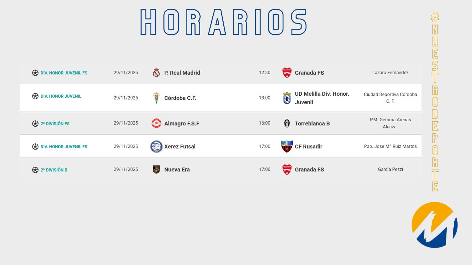 Horarios de eventos deportivos - Melilla Ciudad del Deporte