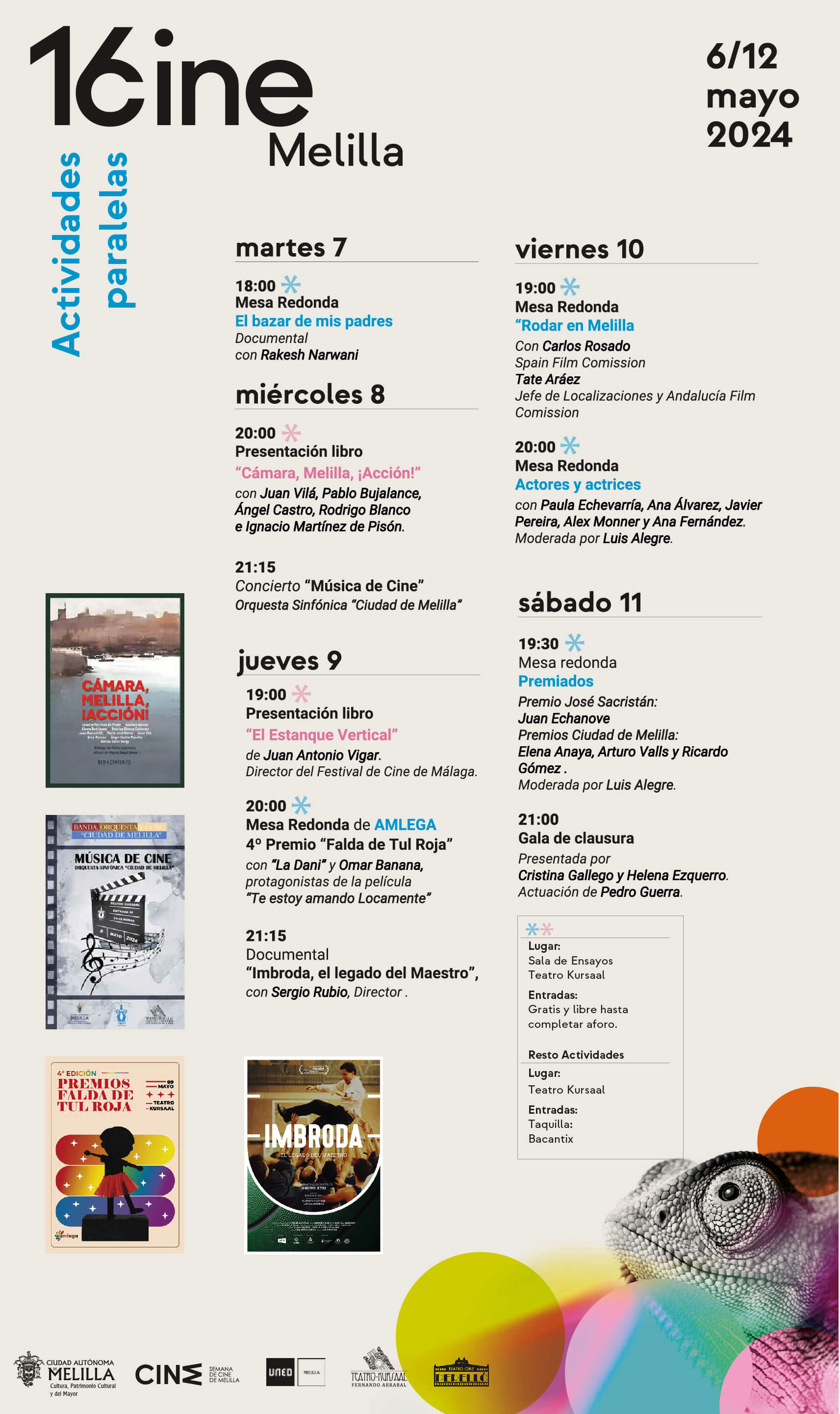 Cartel Actividades Paralelas y Conferencias - 16 Semana de Cine de Melilla 2024